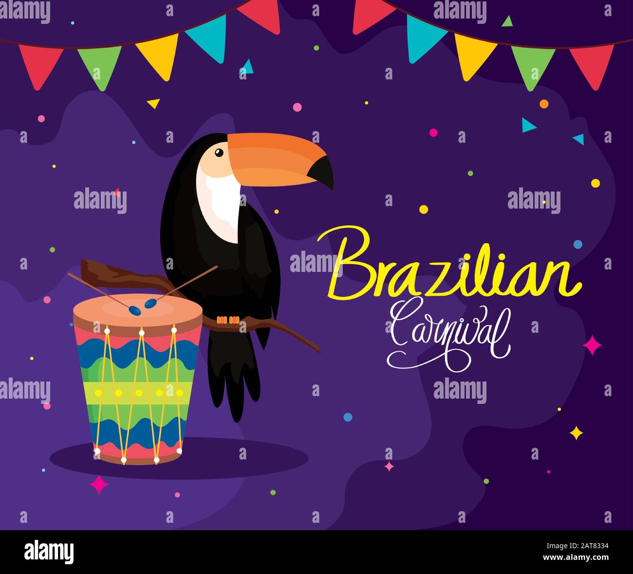 poster of brazilian carnival with toucan and drum Stock Vector Image ...