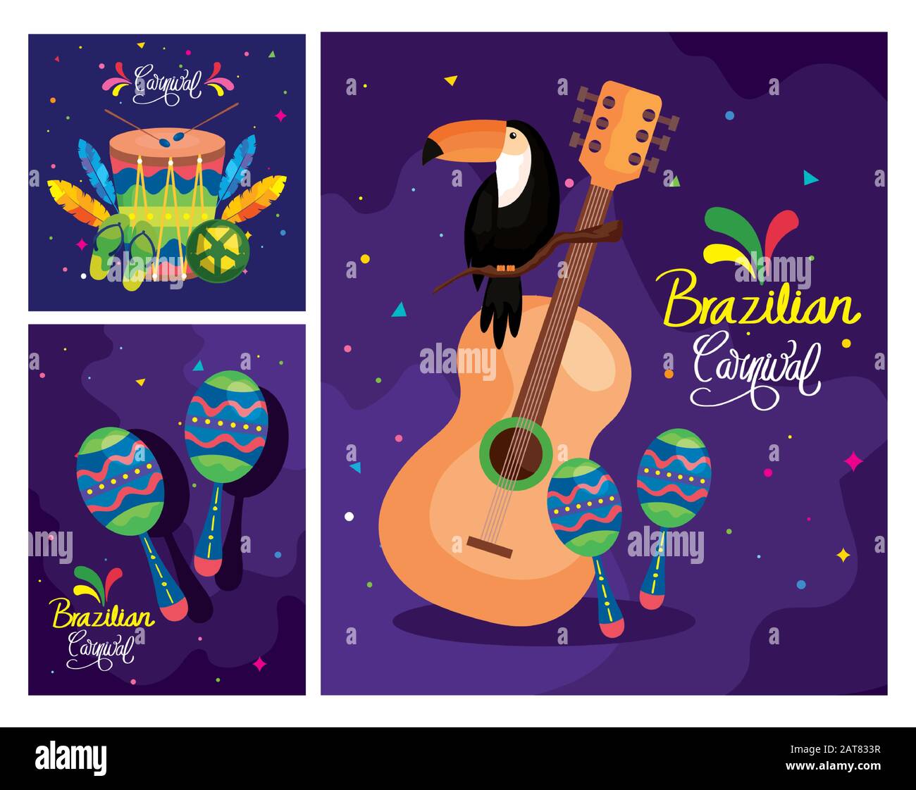 set of poster carnival brazil with decoration Stock Vector Image & Art ...