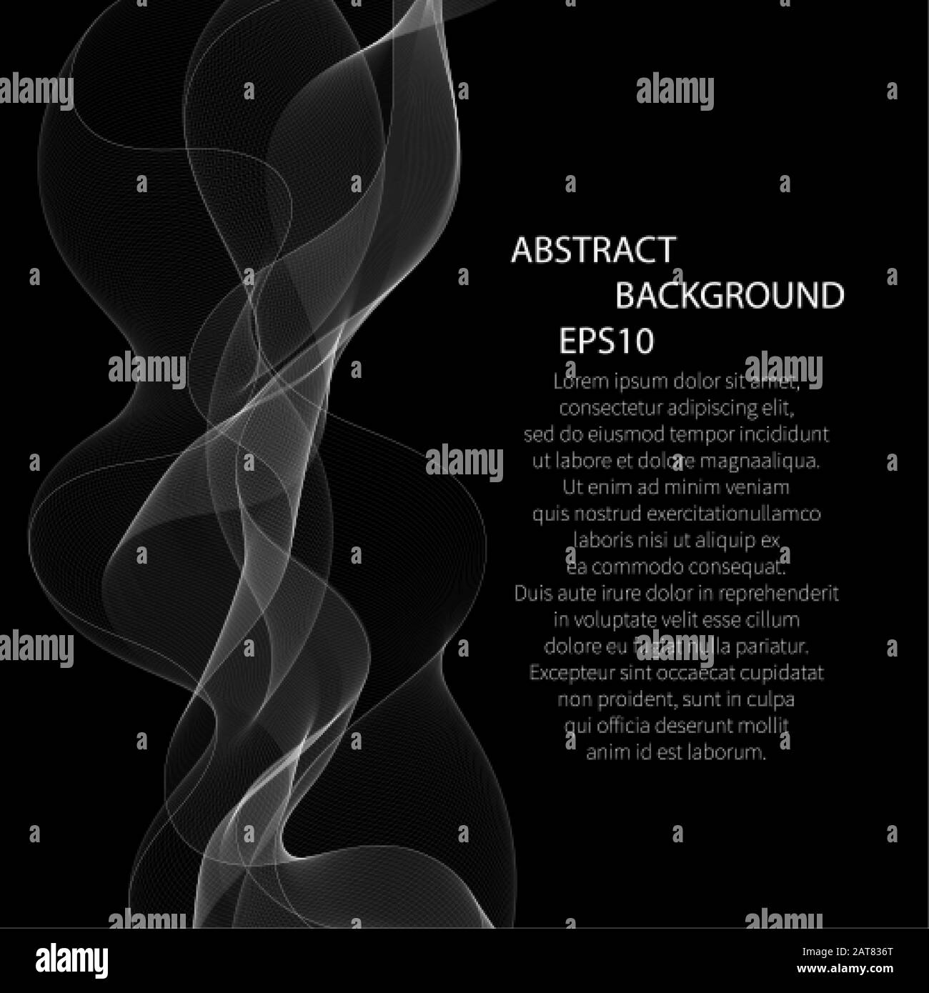 Abstract white wave on a black background Stock Vector Image & Art - Alamy
