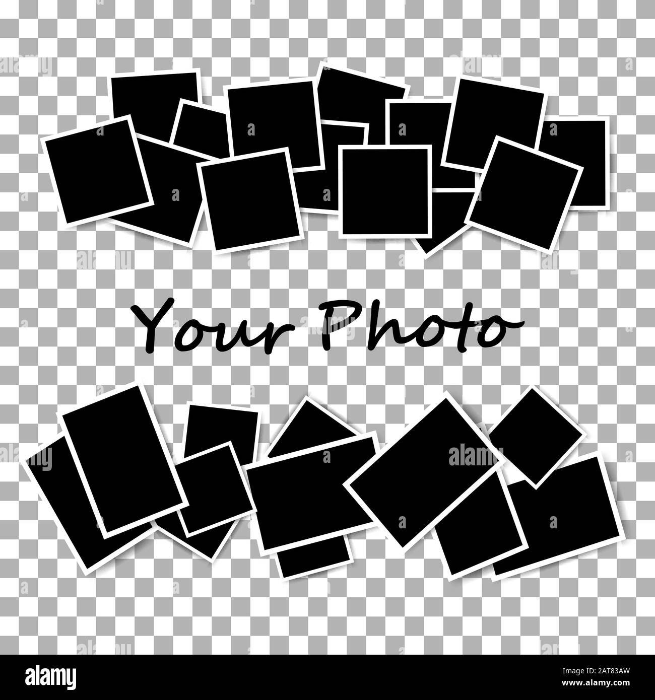 set of empty photo frame with white border and black rectangle element