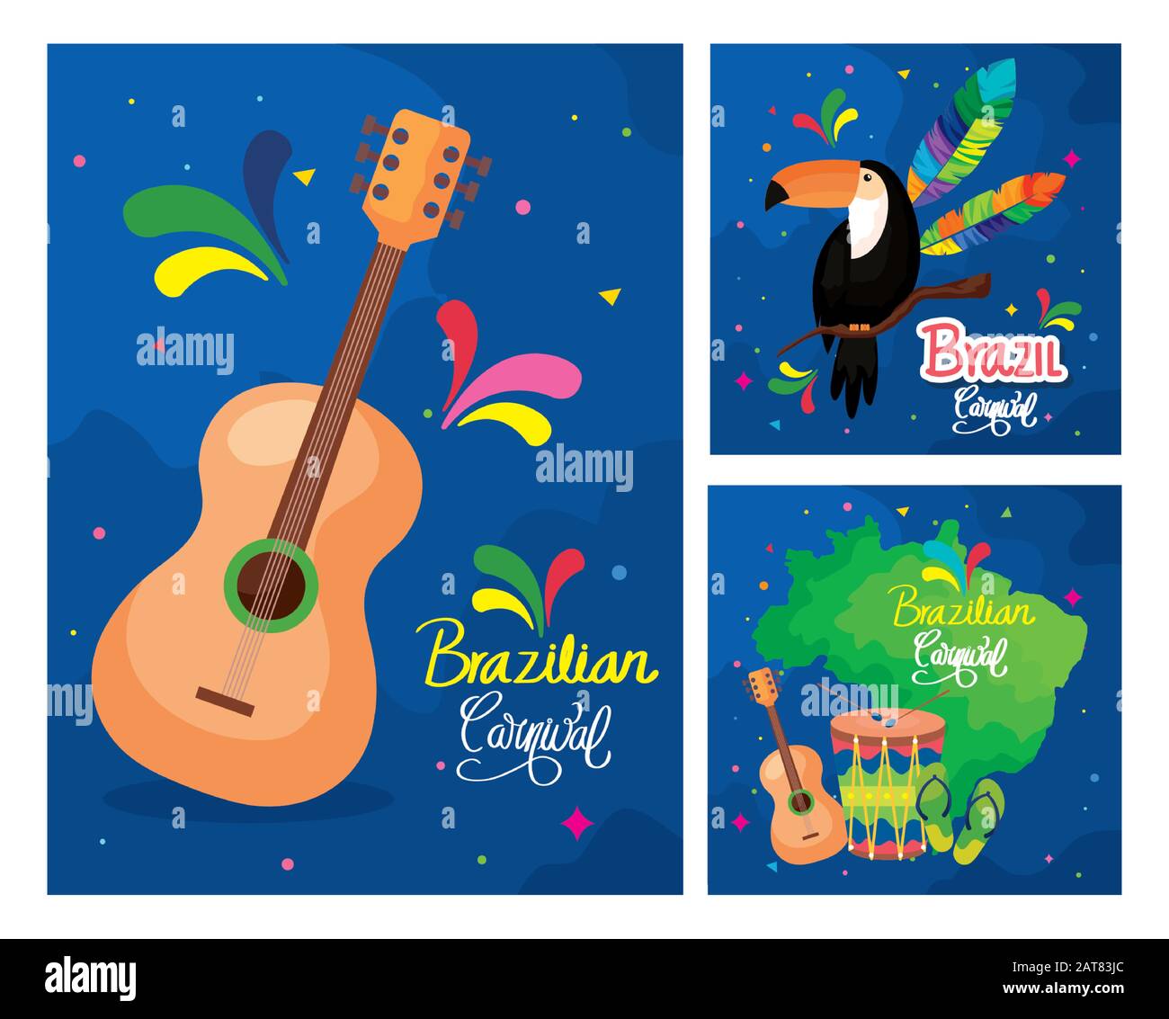 set of poster carnival brazil with decoration Stock Vector Image & Art ...