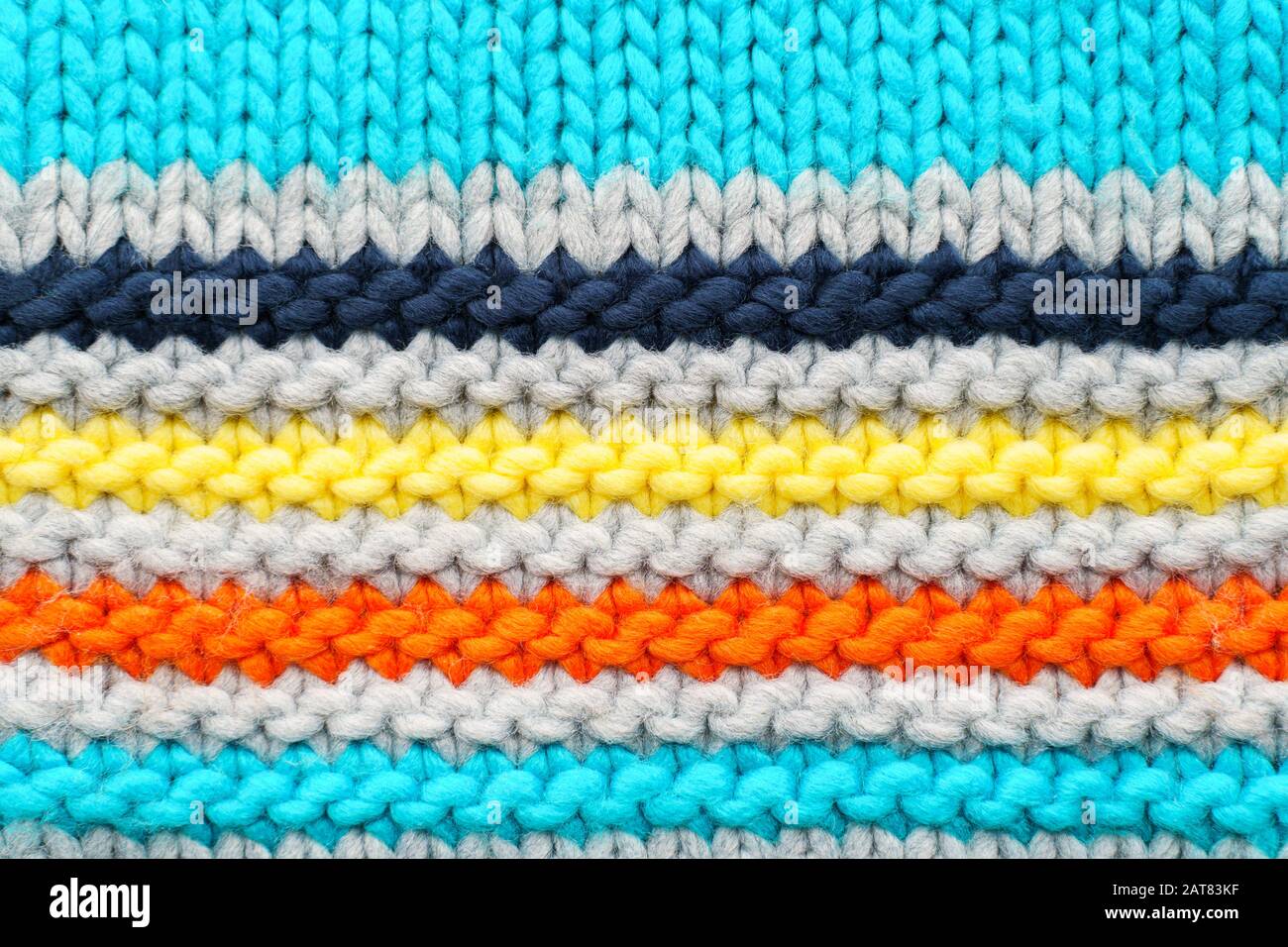 Striped colorful knit sweater texture Stock Photo
