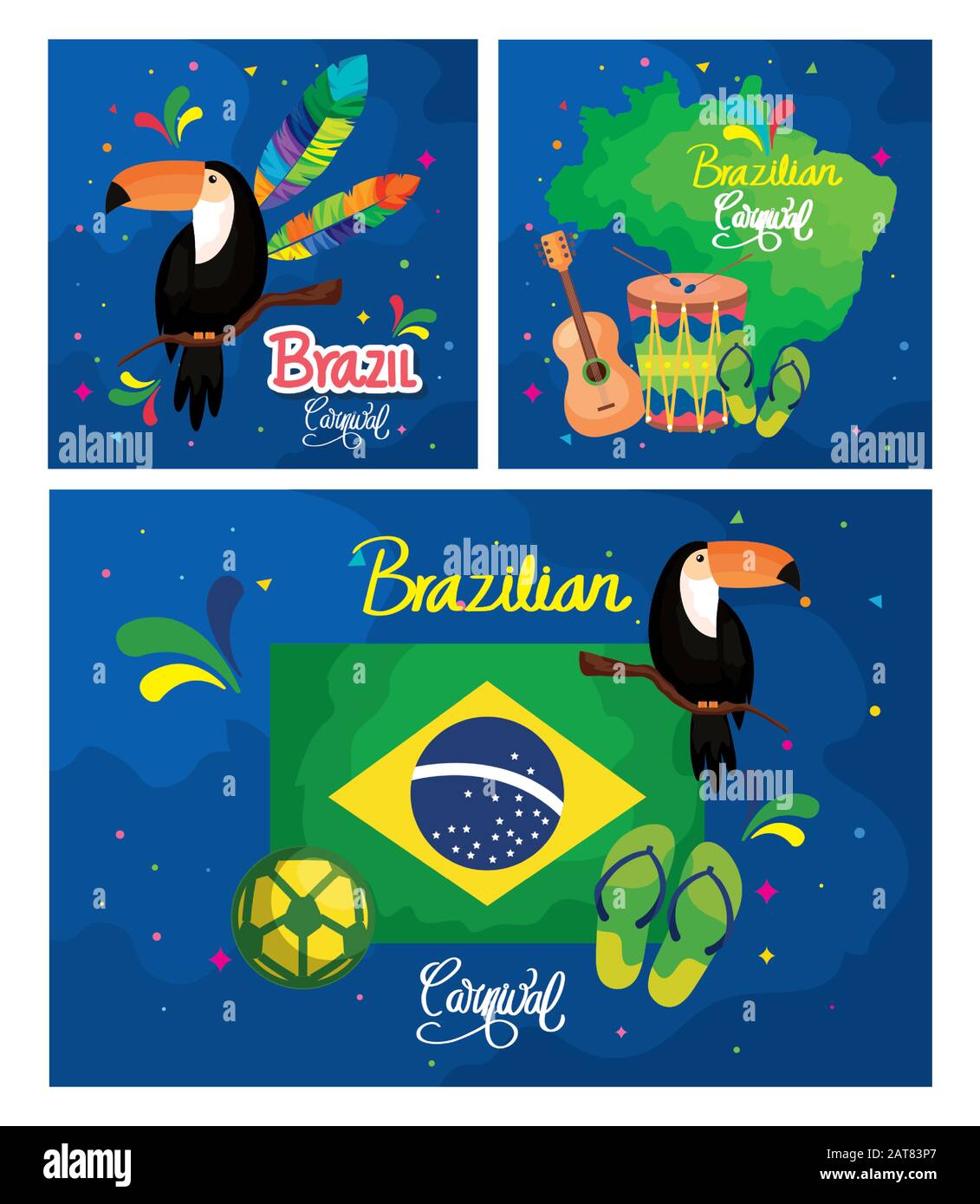 set of poster carnival brazil with decoration Stock Vector Image & Art ...