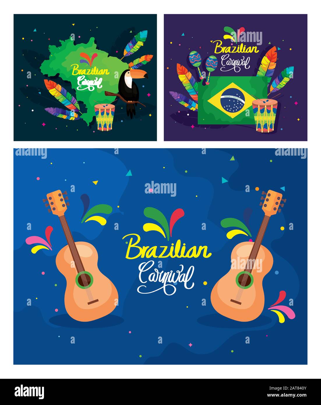 set of poster carnival brazil with decoration Stock Vector Image & Art ...