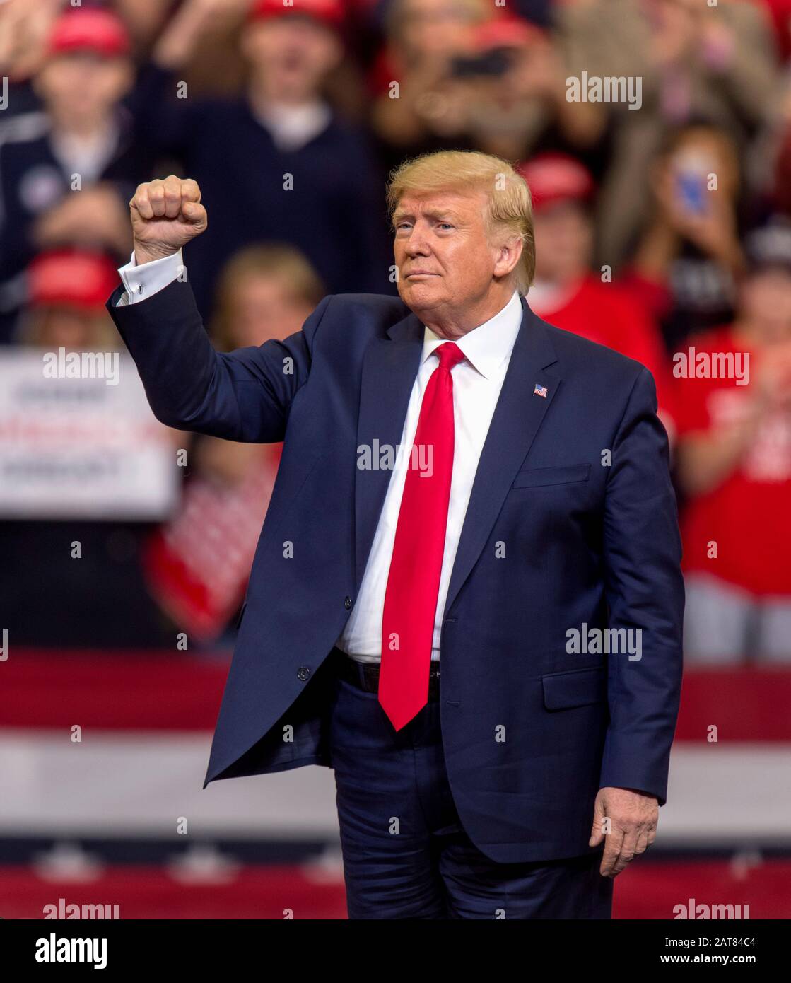Jan.30, 2020 - Des Moines, Iowa, USA: President DONALD TRUMP holds a Keep America Great Rally at Drake University. The United State Senate is currently conducting an impeachment trial in Washington, DC which will determine whether Trump should be removed from office for abuse of power and obstruction of Congress. Credit: Brian Cahn/ZUMA Wire/Alamy Live News Stock Photo