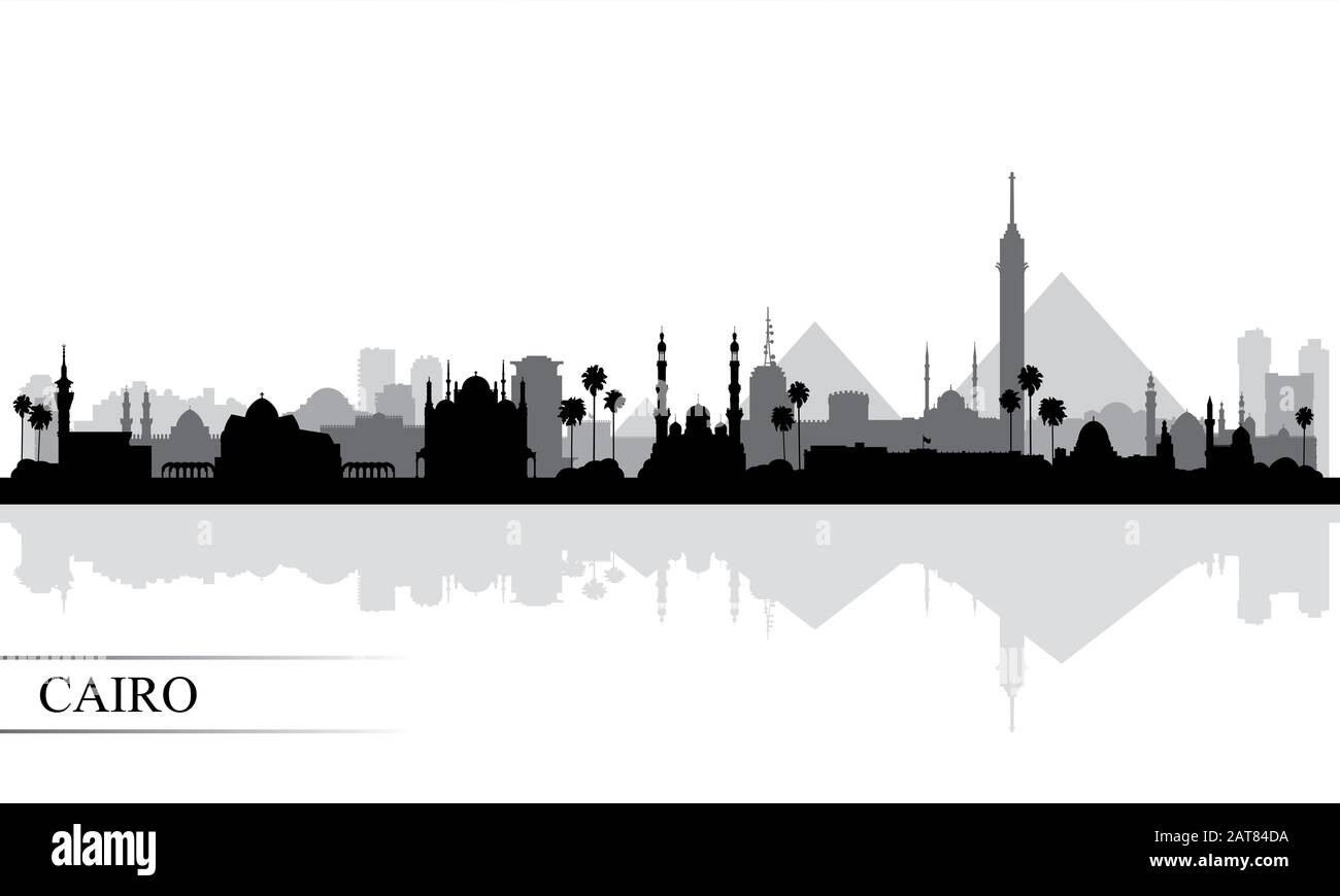 Cairo city skyline silhouette background Stock Photo