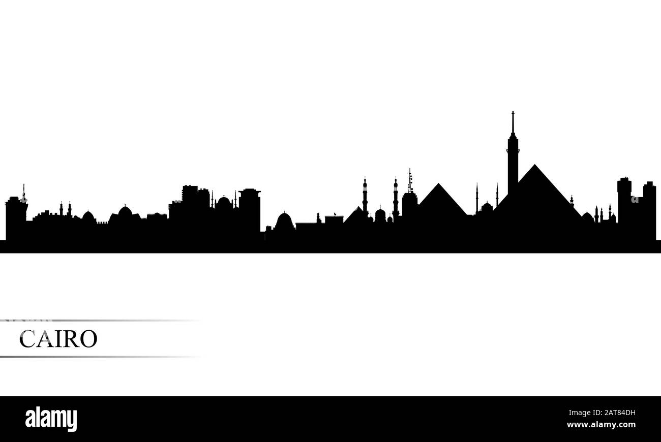 Cairo city skyline silhouette background Stock Photo