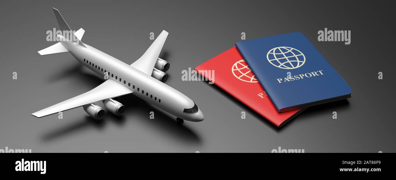 Flight and travel documents for business trip, immigration, tourism