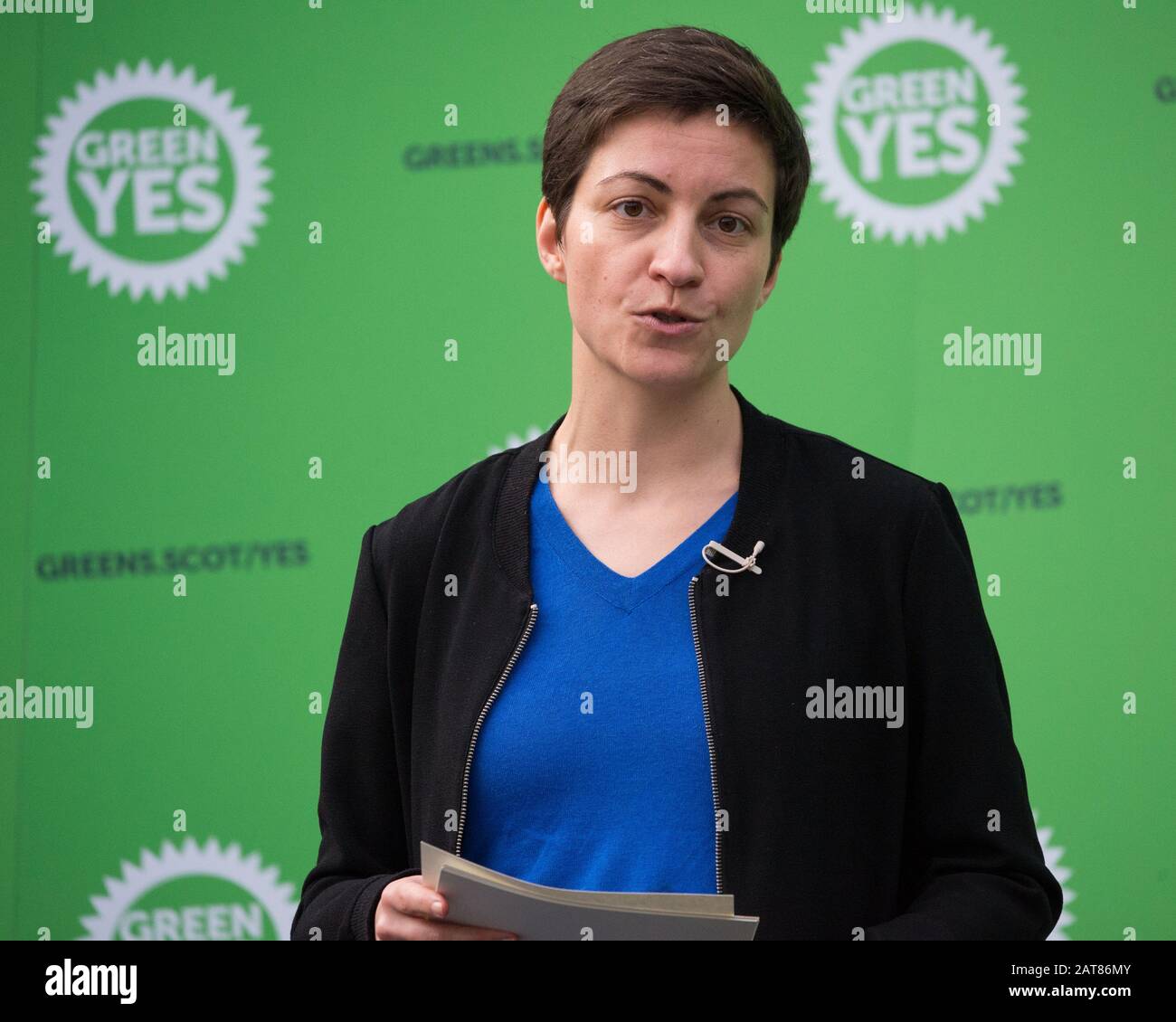 Glasgow, UK. 31st Jan, 2020. Pictured: Ska Keller MEP - president of the Green group in the European Parliament. On the day the UK leaves the European Union, the Scottish Greens stage a major rally to launch a new Green Yes campaign for Scotland to re-join the EU as an independent nation. Scottish Greens co-leader Patrick Harvie is joined by Ska Keller MEP, president of the Green group in the European Parliament, who will give a speech. Credit: Colin Fisher/Alamy Live News Stock Photo