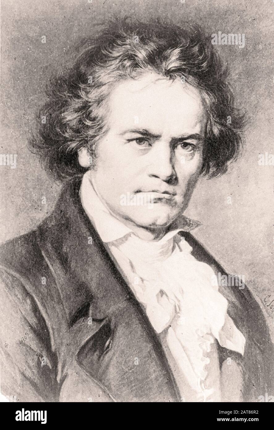 Ludwig Van Beethoven - painting by Carl Jaeger (1833-1887) Stock Photo