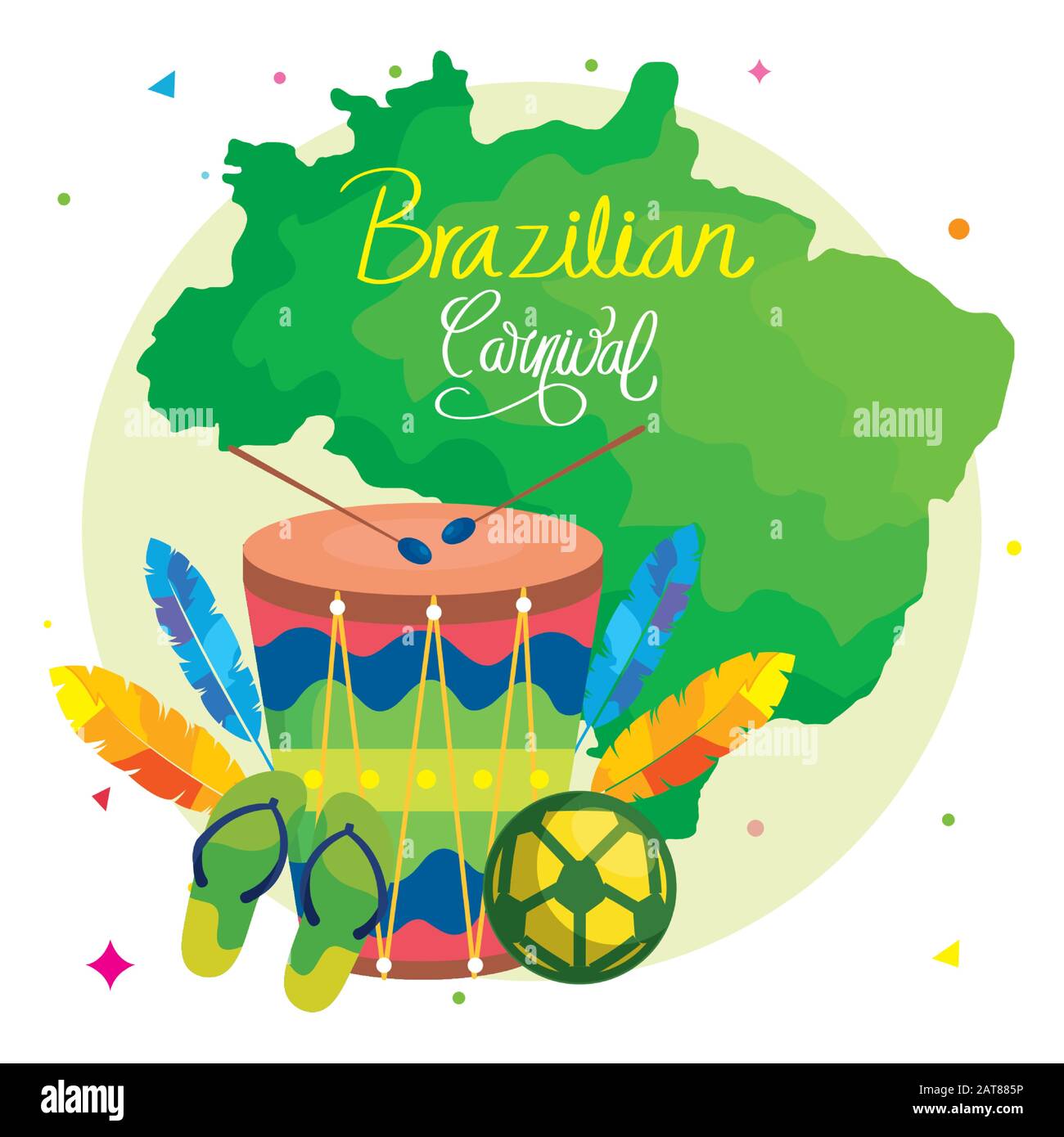 poster of carnival brazilian with drum and icons traditional Stock ...