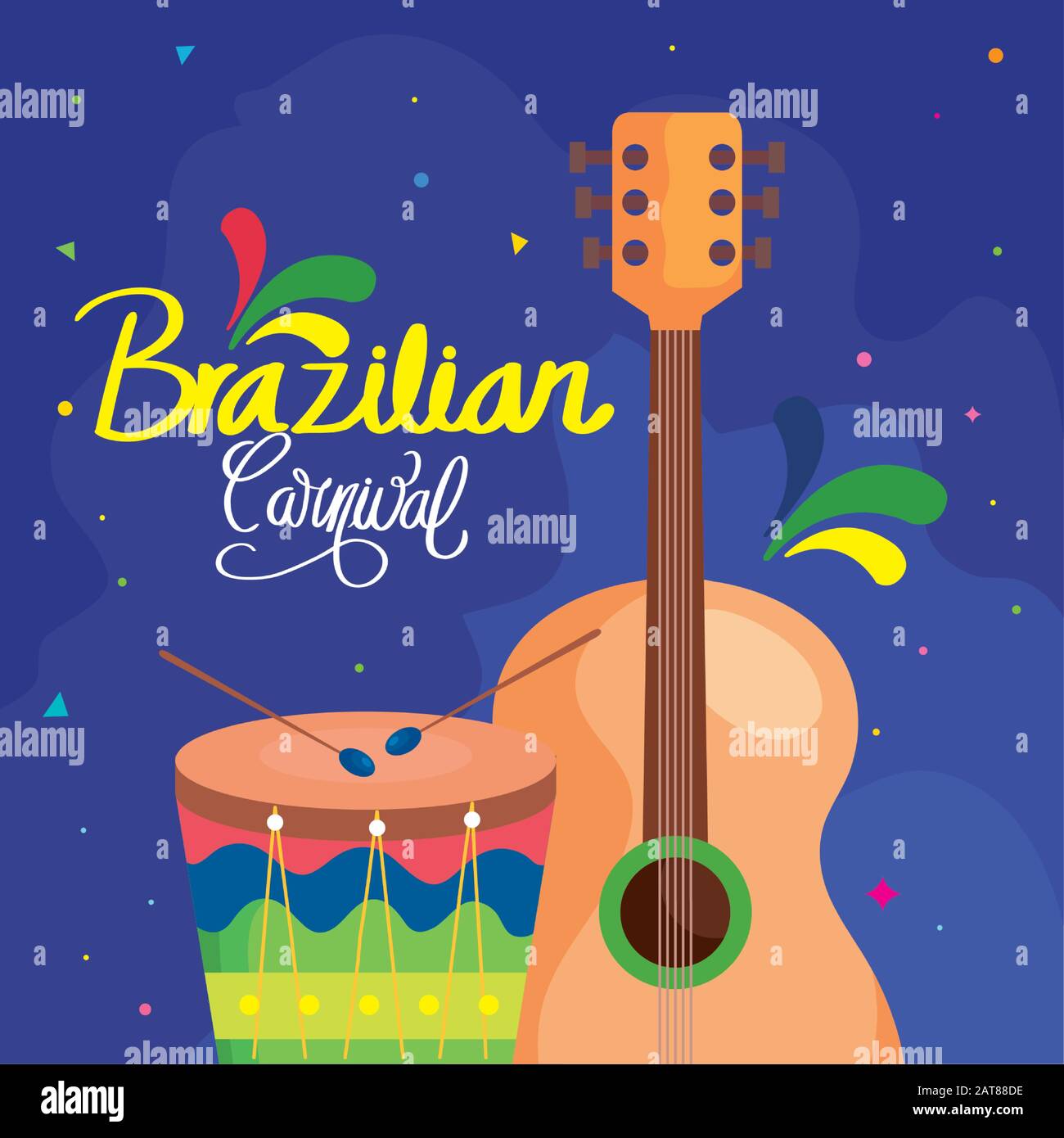 poster of carnival brazil with guitar and drum Stock Vector Image & Art ...