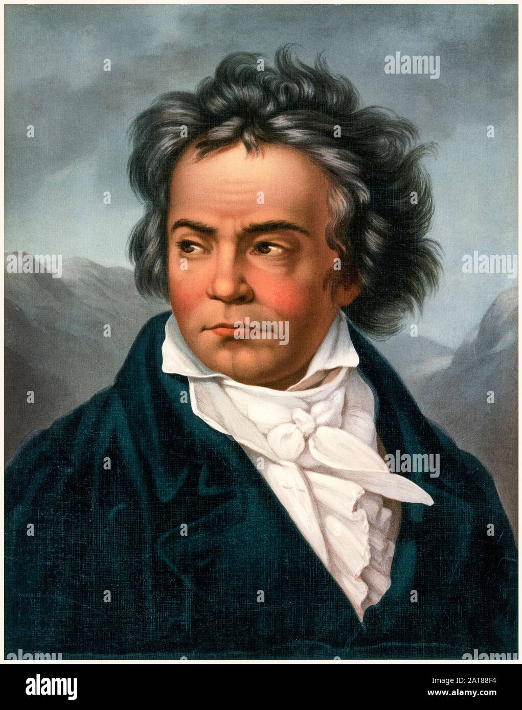 Beethoven portrait, Ludwig van Beethoven (1770-1827), Composer, print  1861-1897 Stock Photo