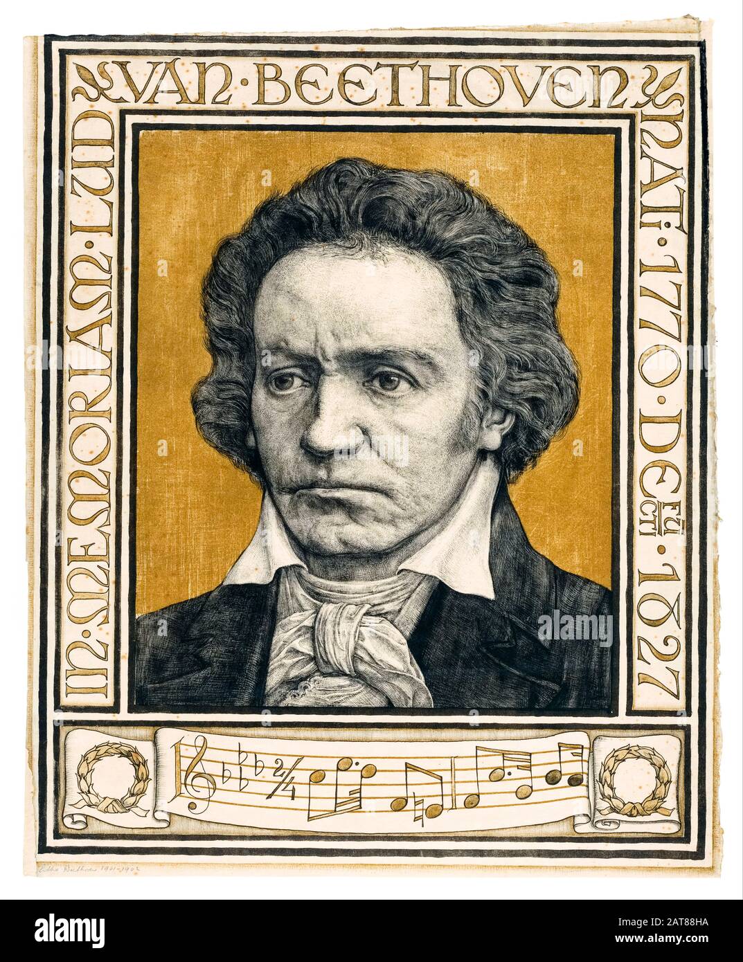 Beethoven portrait, Ludwig van Beethoven, (1770-1827) by Antoon Derkinderen, 1901-1902 Stock Photo