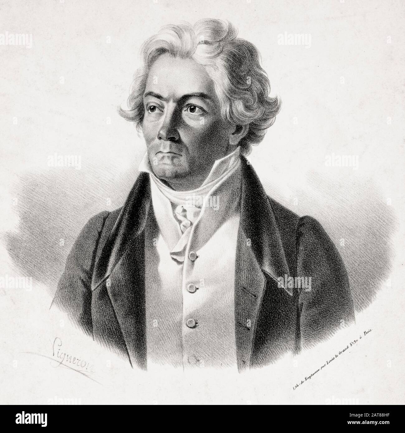 Ludwig van Beethoven (1770-1827), German Composer, portrait print,  before 1839 Stock Photo