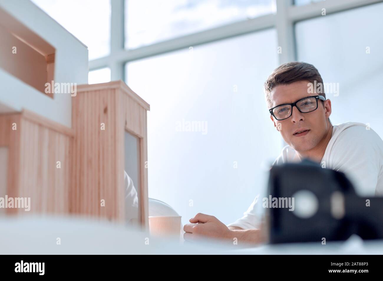 serious young designer pondering ideas for a new project Stock Photo