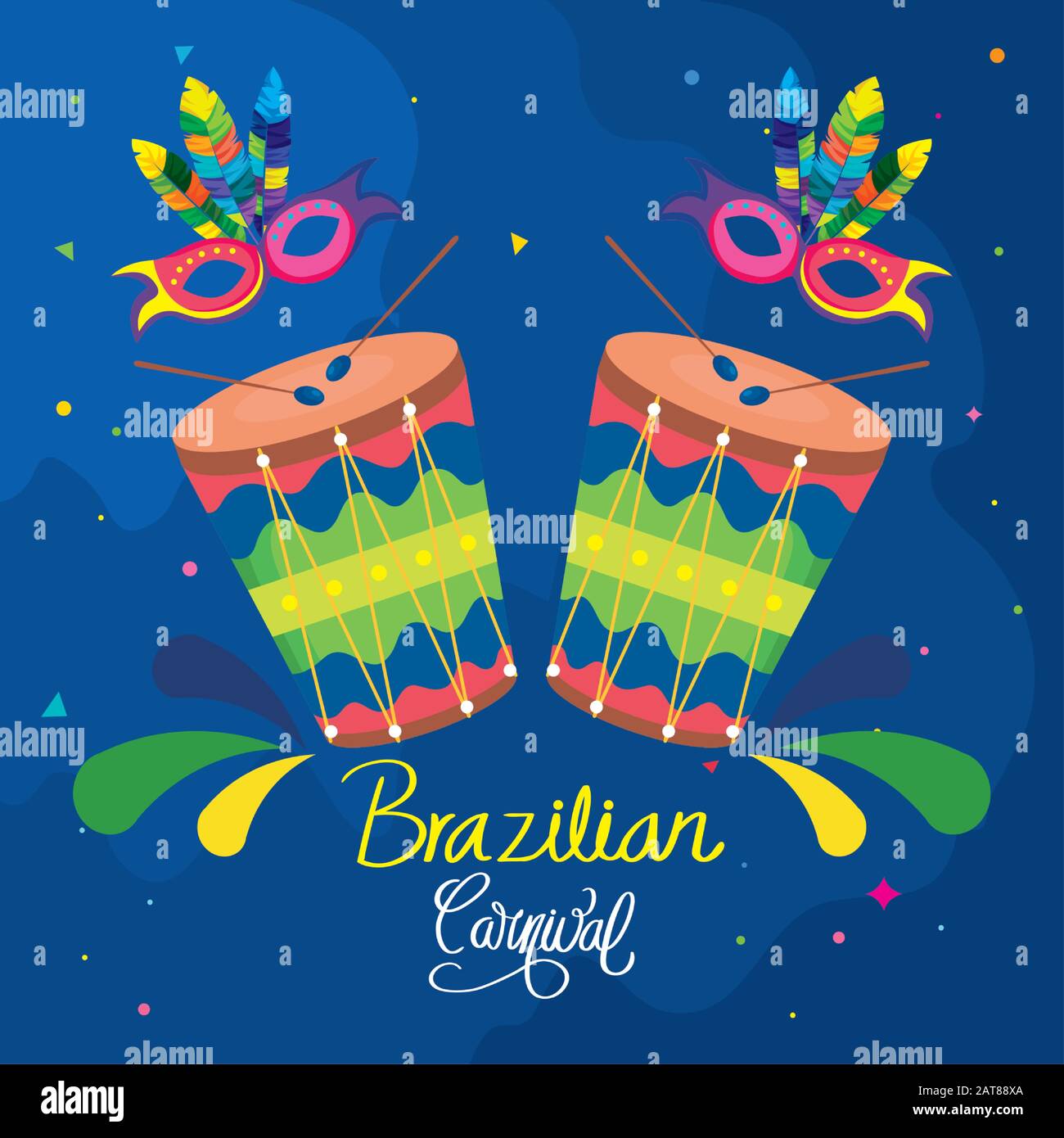 poster of carnival brazil with drums and decoration Stock Vector Image ...