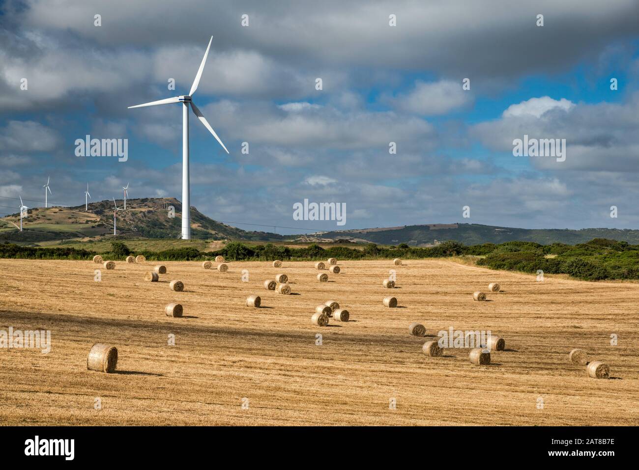 Wind turbines over fields near village of Tergu, near Castelsardo, Anglona  area, Sassari province, Sardinia, Italy Stock Photo - Alamy