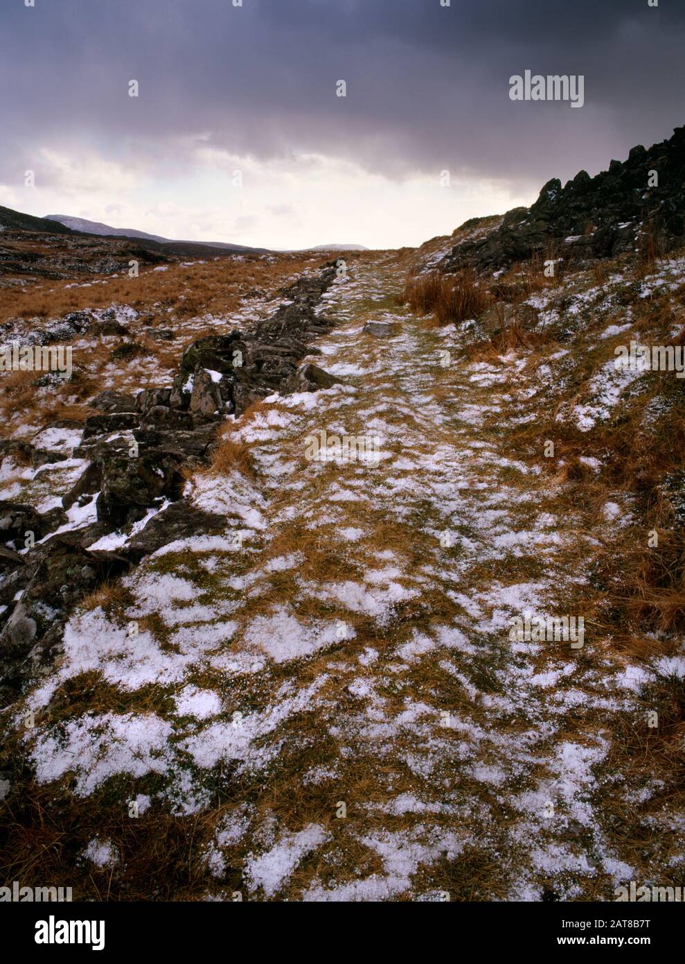 Ardudwy Way following the Bryn Cader Faner Bronze Age trackway and Post Medieval Coach Road, Eisingrug, Talsarnau, Harlech, Snowdonia, Gwynedd. Stock Photo