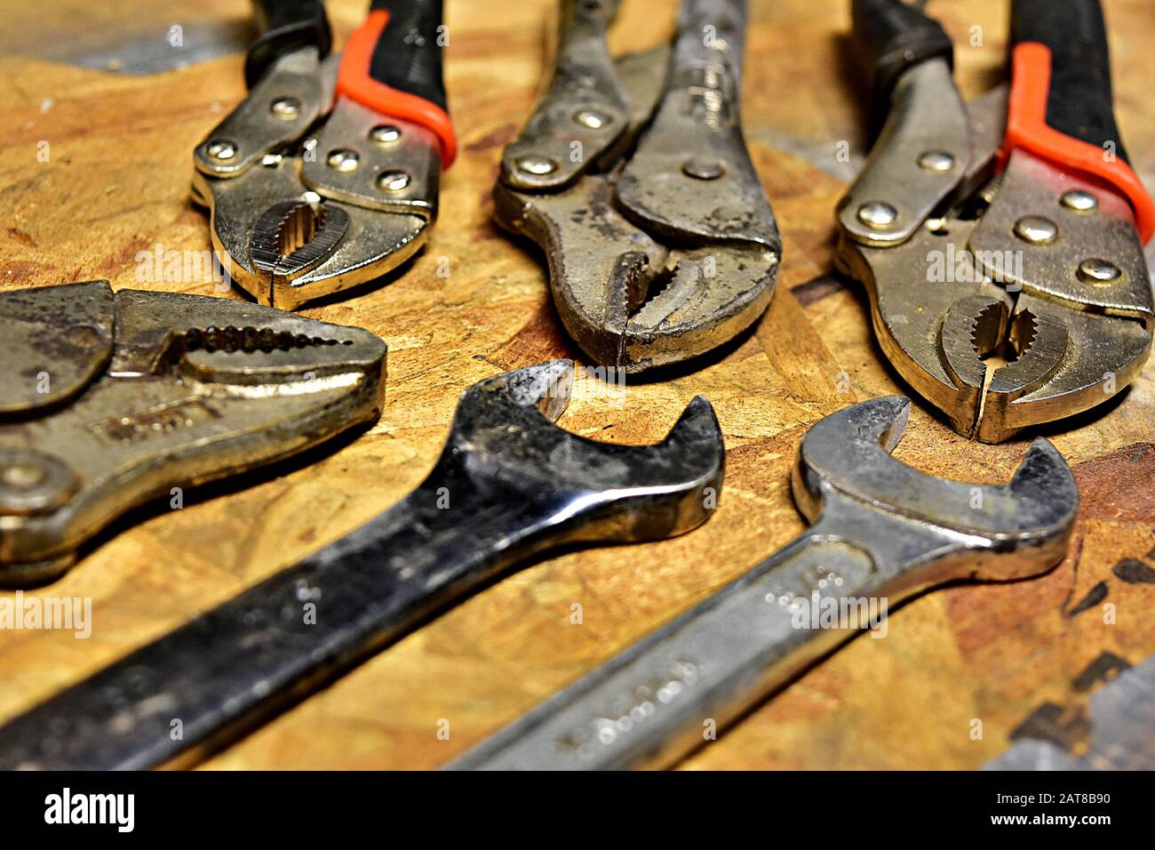 Wrenches vs vise grips Stock Photo Alamy