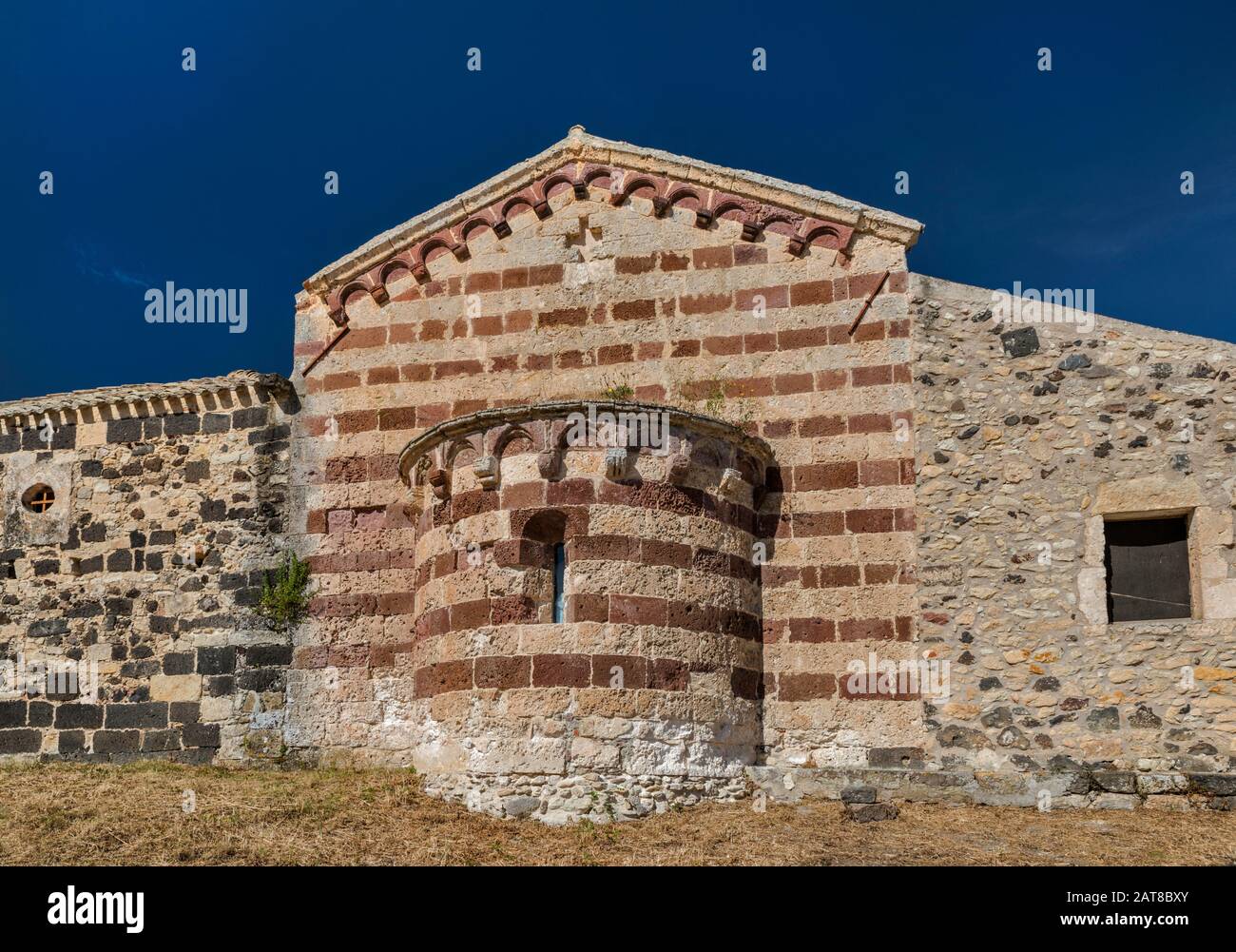 Sant'Antonio di Salvenero church, 13th century, Romanesque style, near community of Ploaghe, Logudoro region, Sassari province, Sardinia, Italy Stock Photo