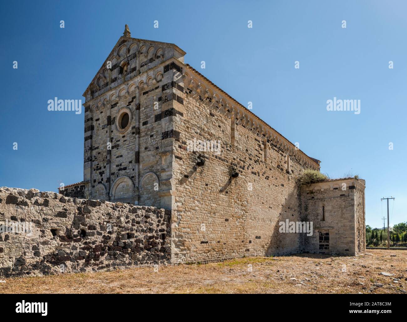 San Michele di Salvenero church, 12-13th century, Romanesque style, near community of Ploaghe, Logudoro region, Sassari province, Sardinia, Italy Stock Photo