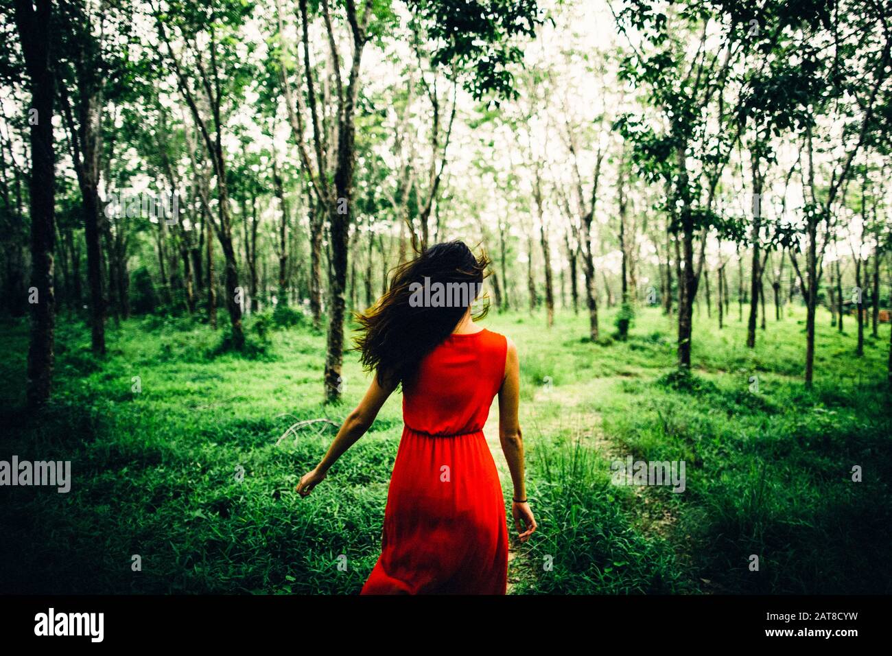 Woman running dress rear view hi-res stock photography and images - Alamy