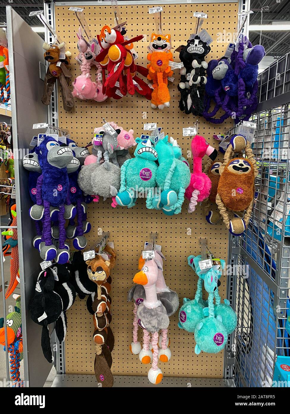 Orlando, FL/USA-1/29/20: A display of various brands of dog toys