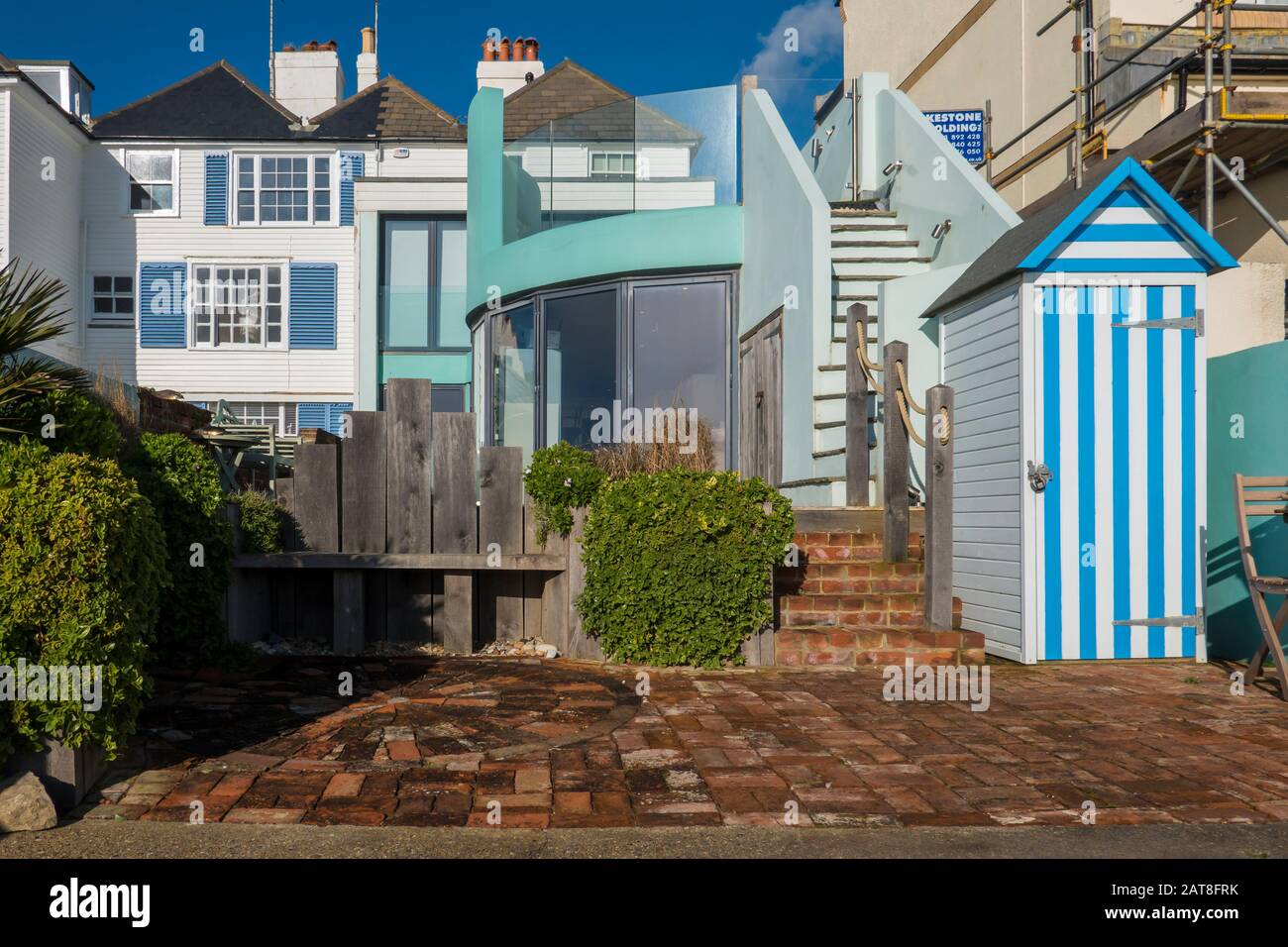 Designer,Home,Garden,Sandgate,Seafront,Sandgate,Folkestone,Kent,England Stock Photo