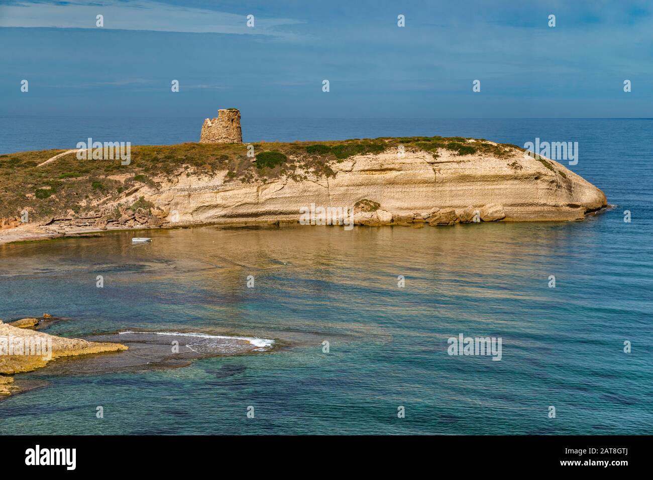 Torre su Puttu, medieval watch tower at Promontorio della Balena, promontory near S'Archittu, municipality of Cuglieri, Sardinia, Italy Stock Photo