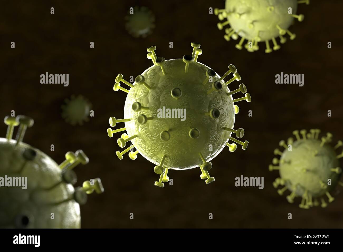 3d illustration, close up of microscope Hepatitis B Virus Stock Photo