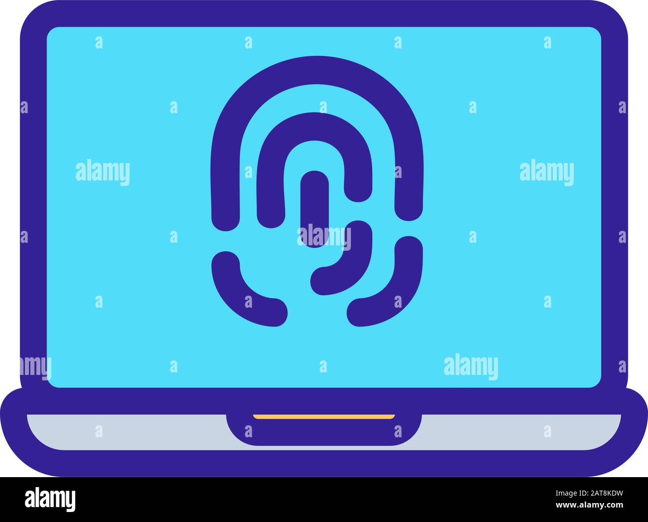Laptop fingerprint icon vector. Isolated contour symbol illustration ...