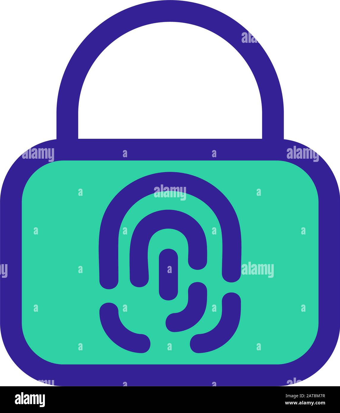 The lock fingerprint is a vector icon. Isolated contour symbol ...