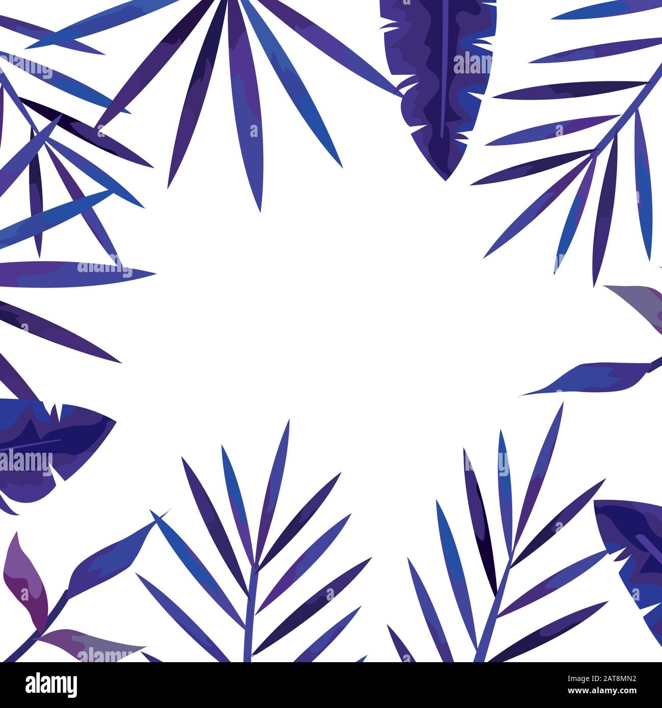 frame of tropical natural leafs isolated icon Stock Vector Image & Art ...