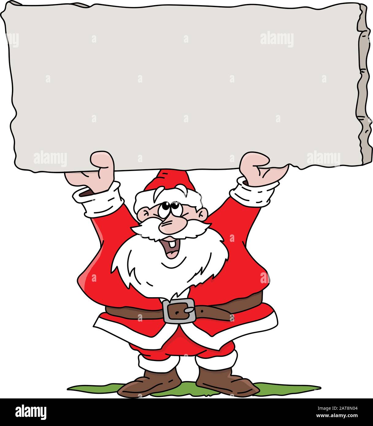Cartoon Santa Claus holding a blank banner in his hands vector ...