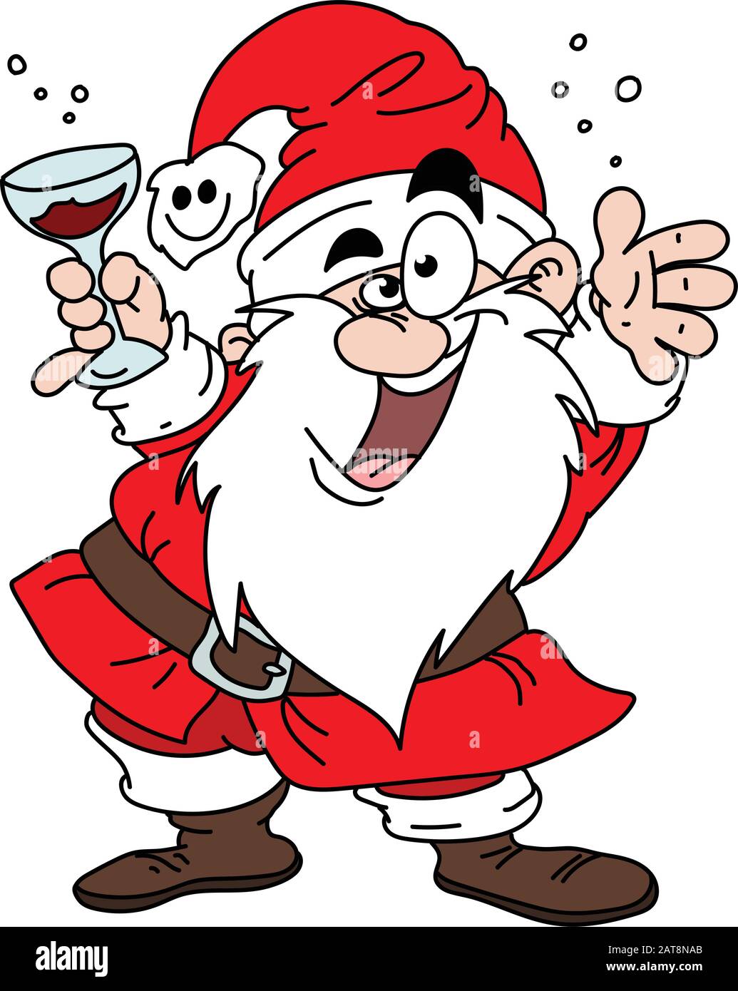 Cartoon Santa Claus drinking wine and having fun vector illustration Stock Vector