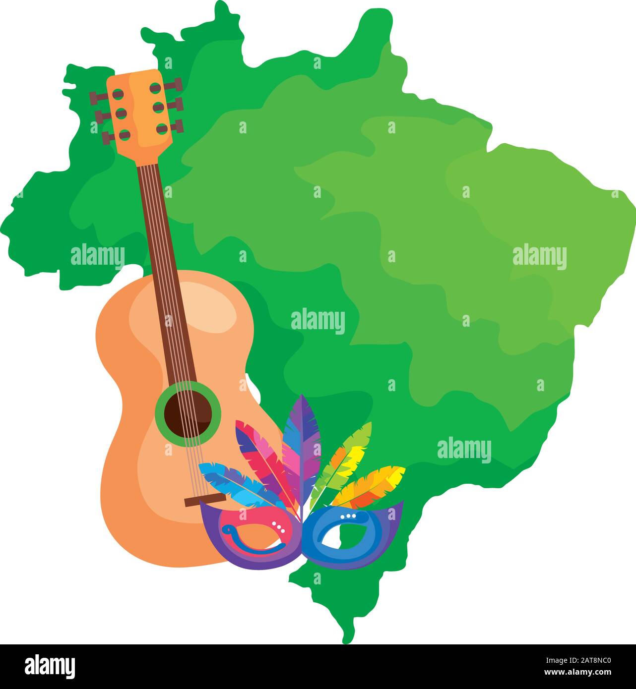 map of brazil with mask carnival and guitar Stock Vector Image & Art ...