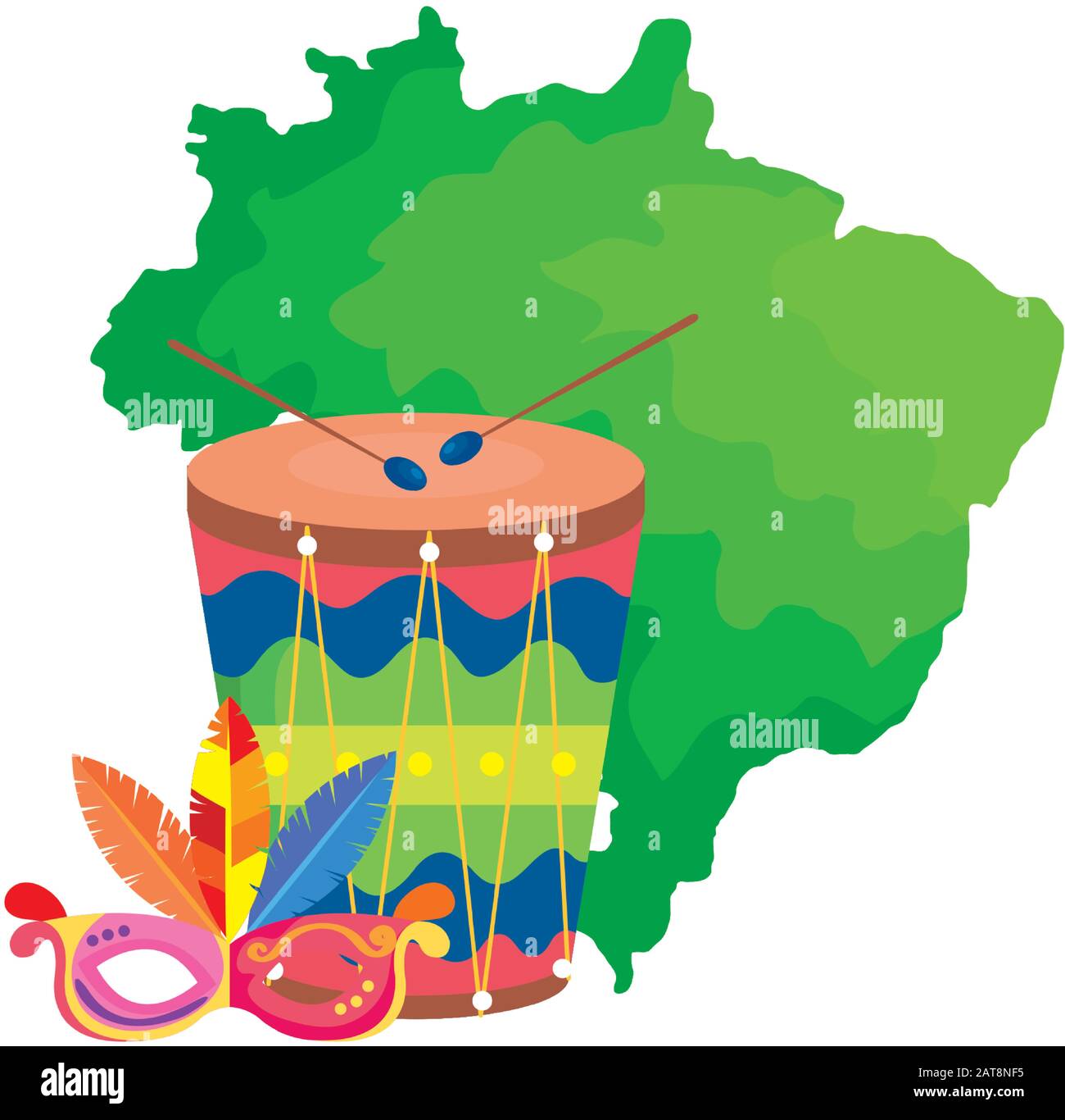 map of brazil with mask carnival and drum Stock Vector Image & Art - Alamy