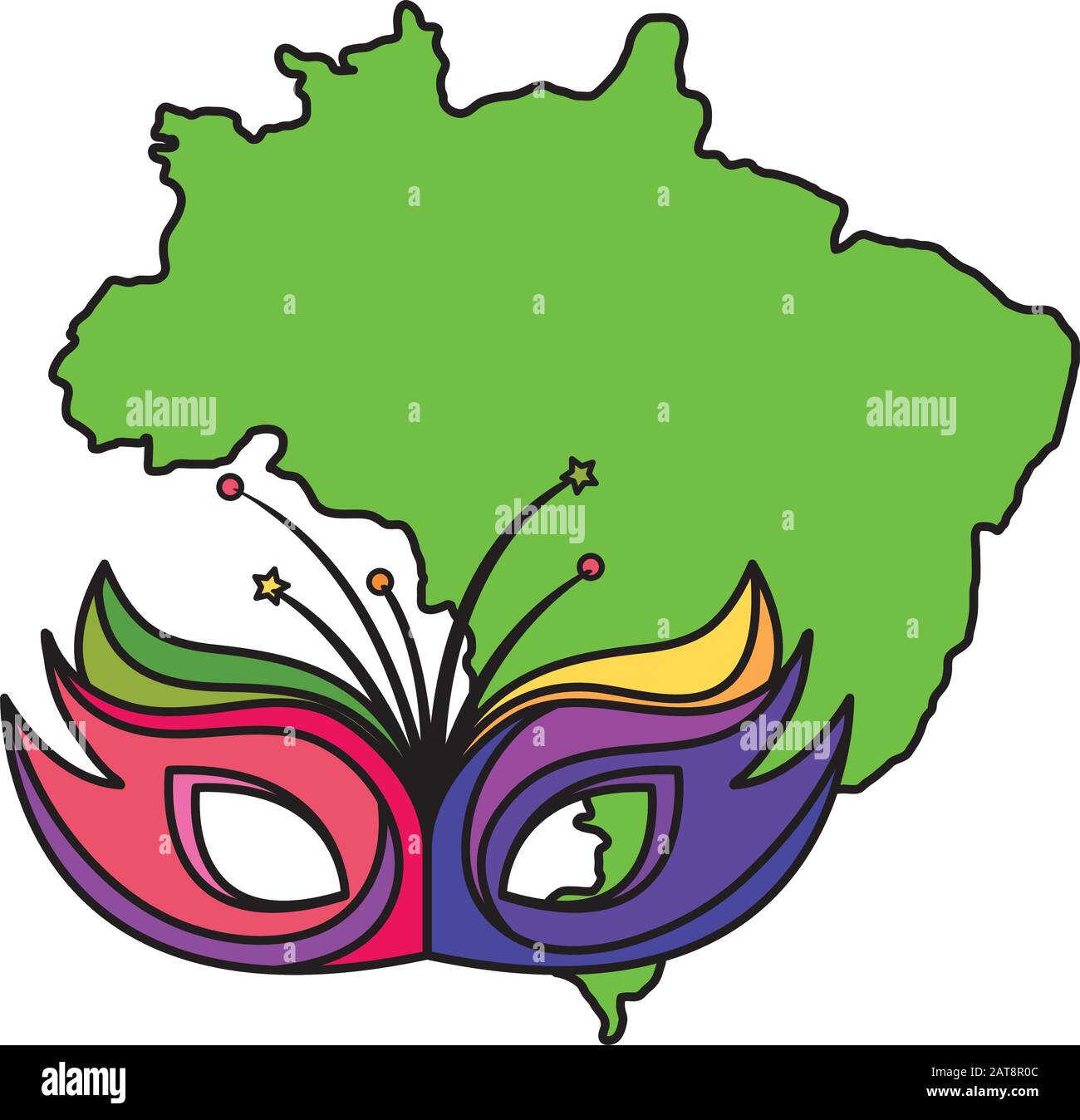 map of brazil with mask carnival isolated icon Stock Vector Image & Art ...