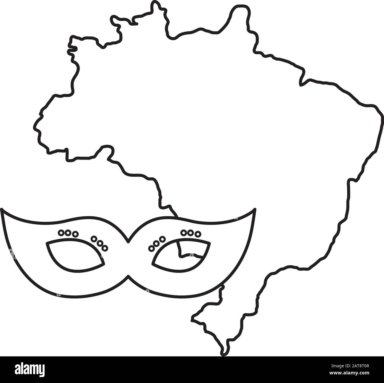 map of brazil with mask carnival isolated icon Stock Vector Image & Art ...