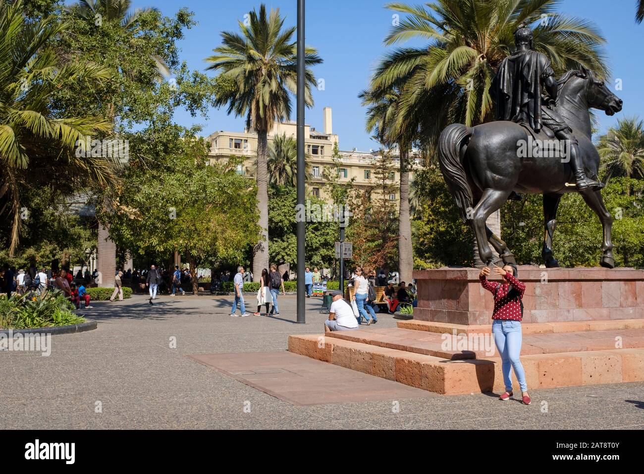 Statue of Pedro de Valdivia, located in the city's Plaza de Armas of