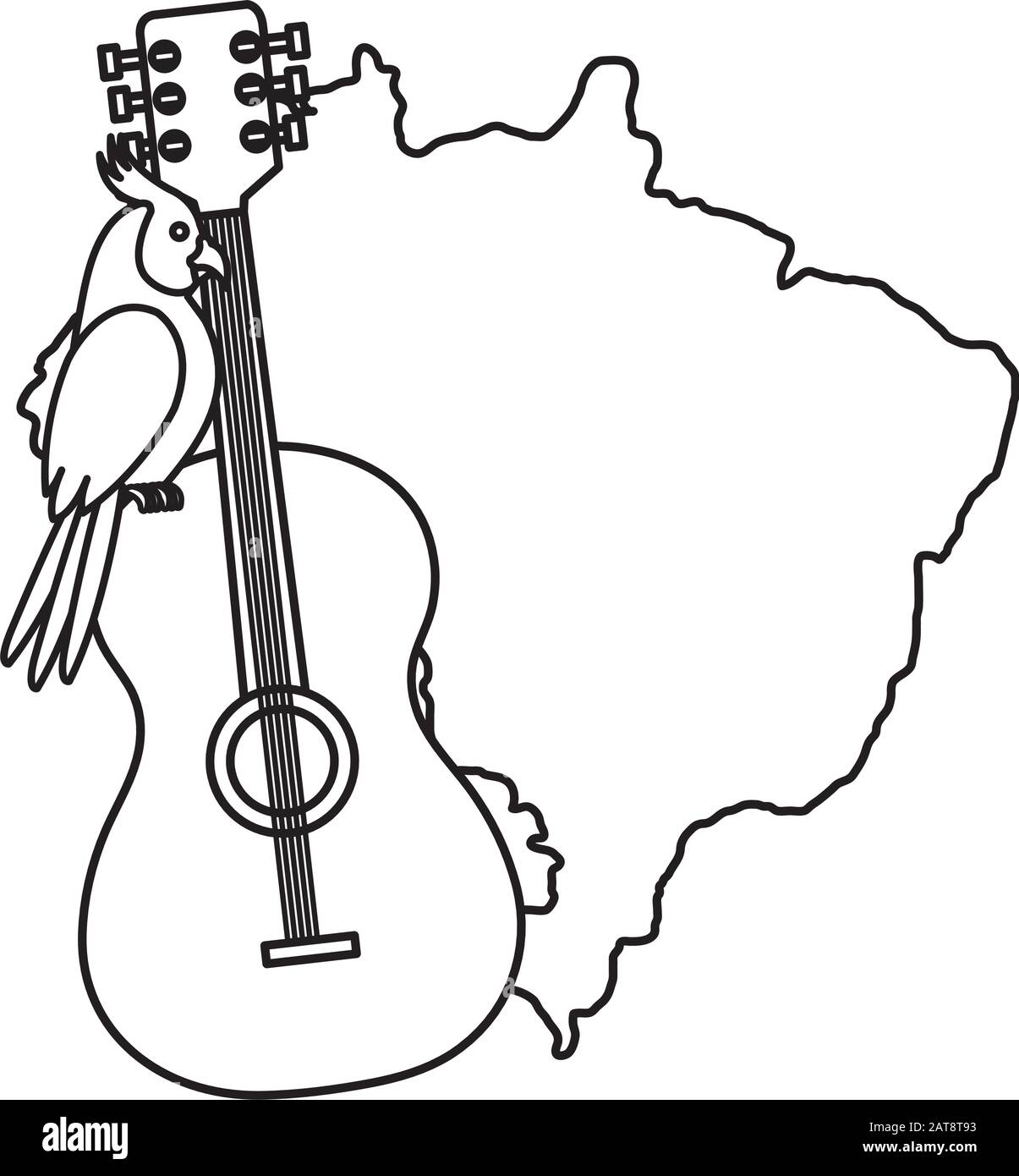 map of brazil with parrot and guitar Stock Vector Image & Art - Alamy