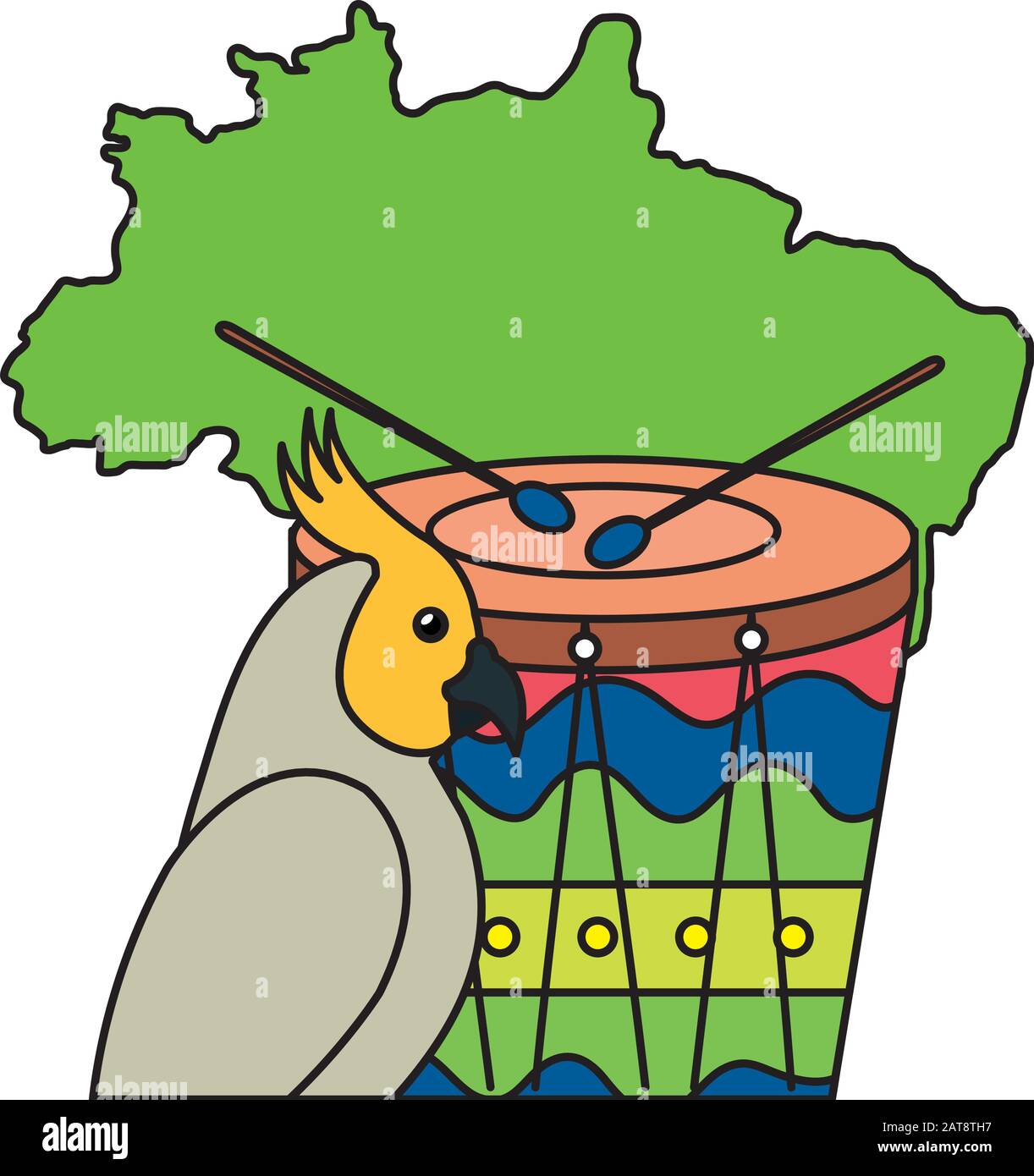map of brazil with parrot and drum Stock Vector Image & Art - Alamy
