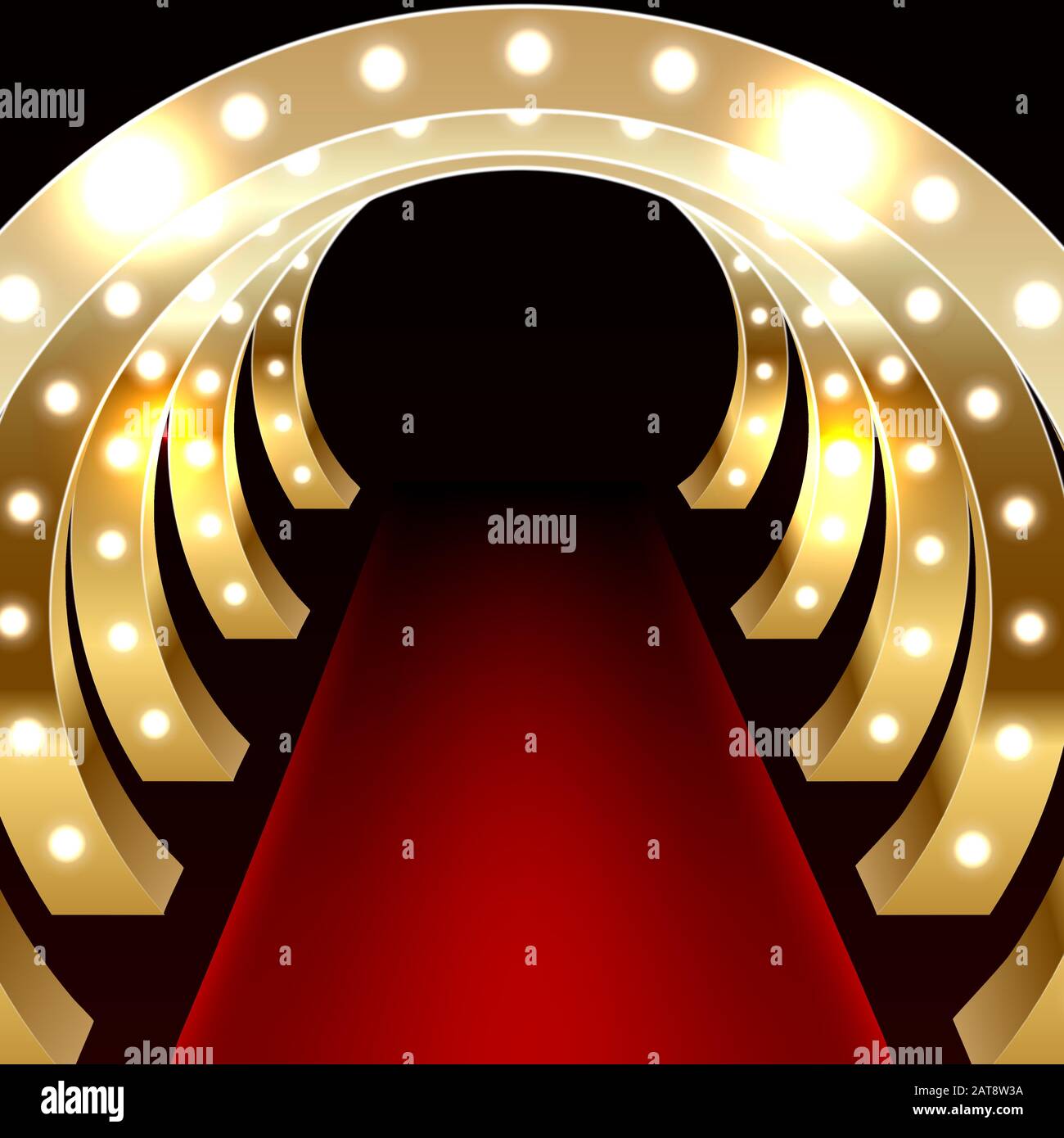 Gold circles corridor with red carpet. Vector Stock Vector Image & Art