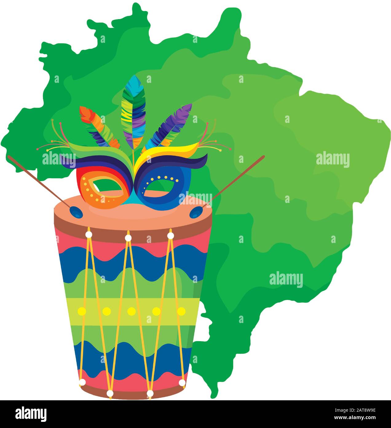map of brazil with mask carnival and drum Stock Vector Image & Art - Alamy