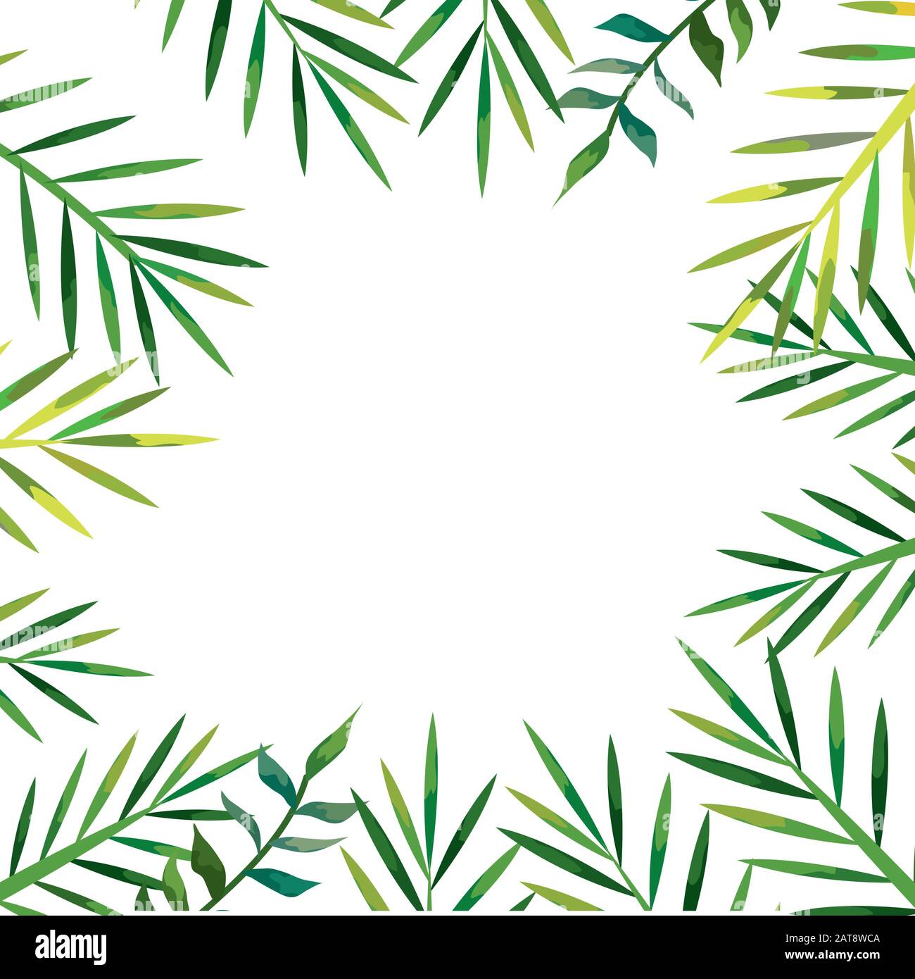 frame of tropical natural leafs isolated icon Stock Vector Image & Art ...