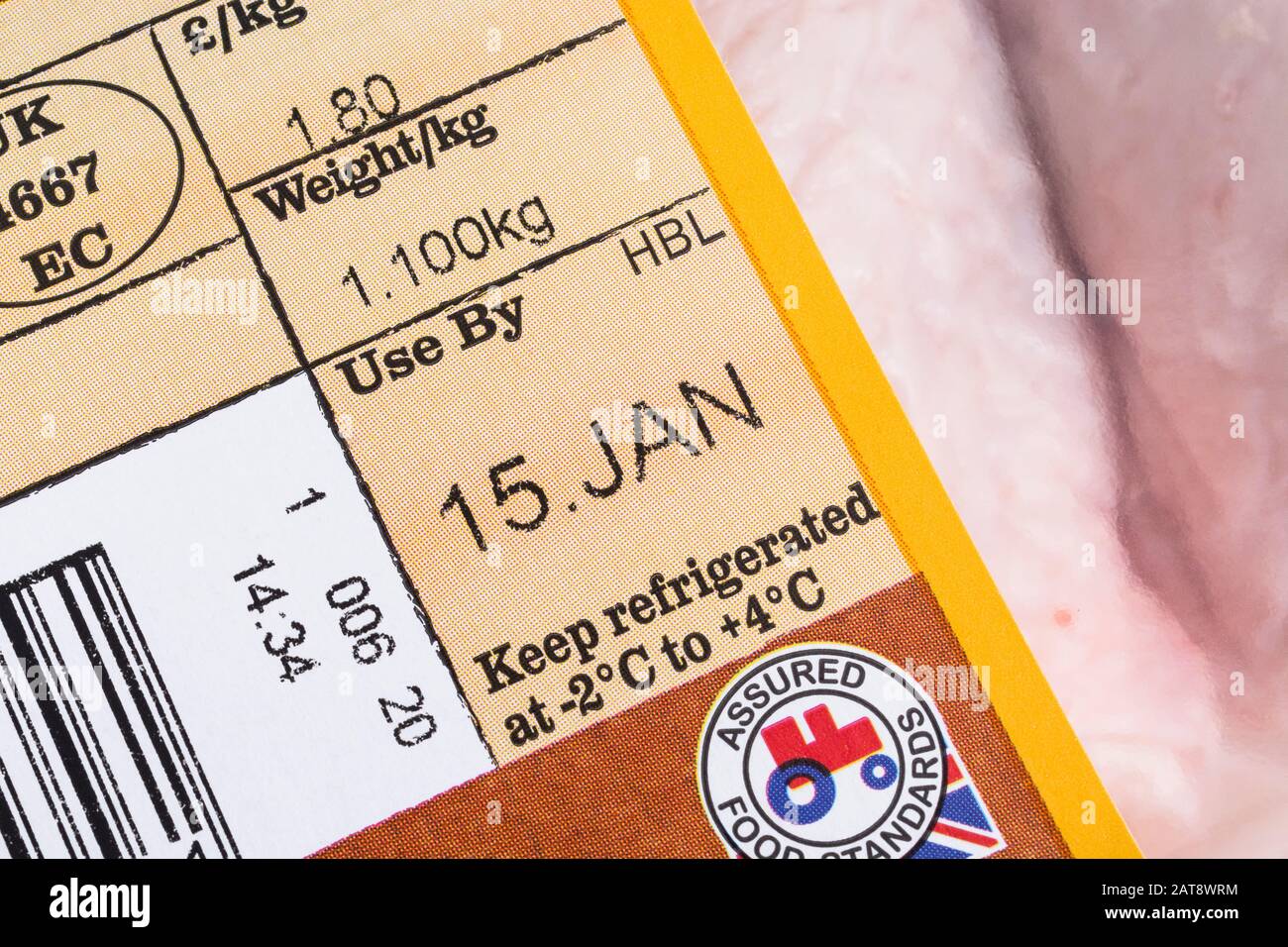 Plastic film wrapped ASDA chicken thighs with Union Jack graphic