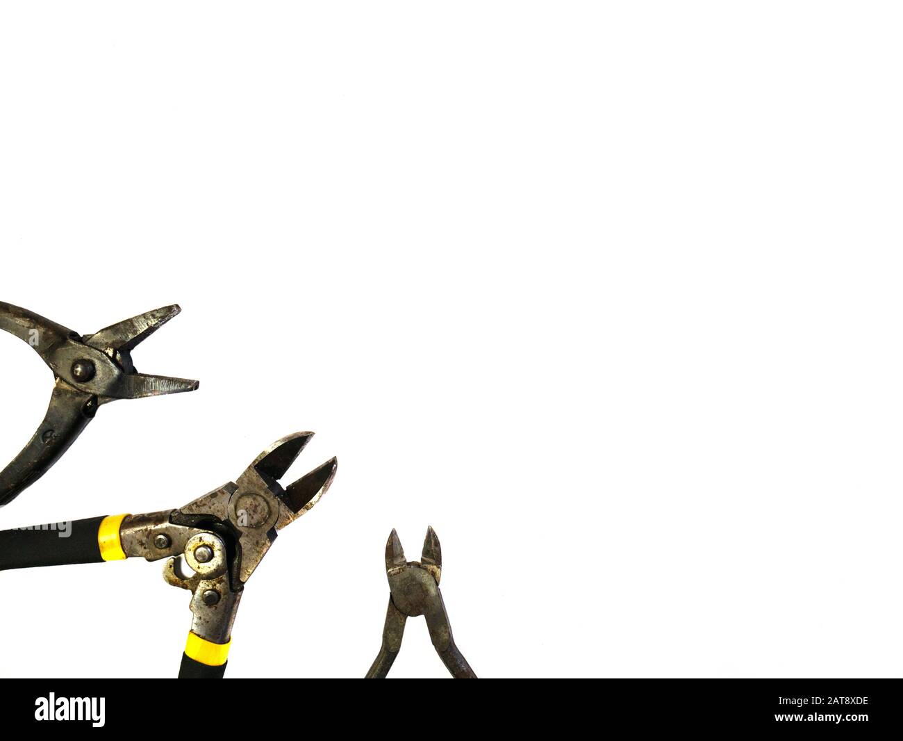 Pliers and cutters on a white background. Stock Photo