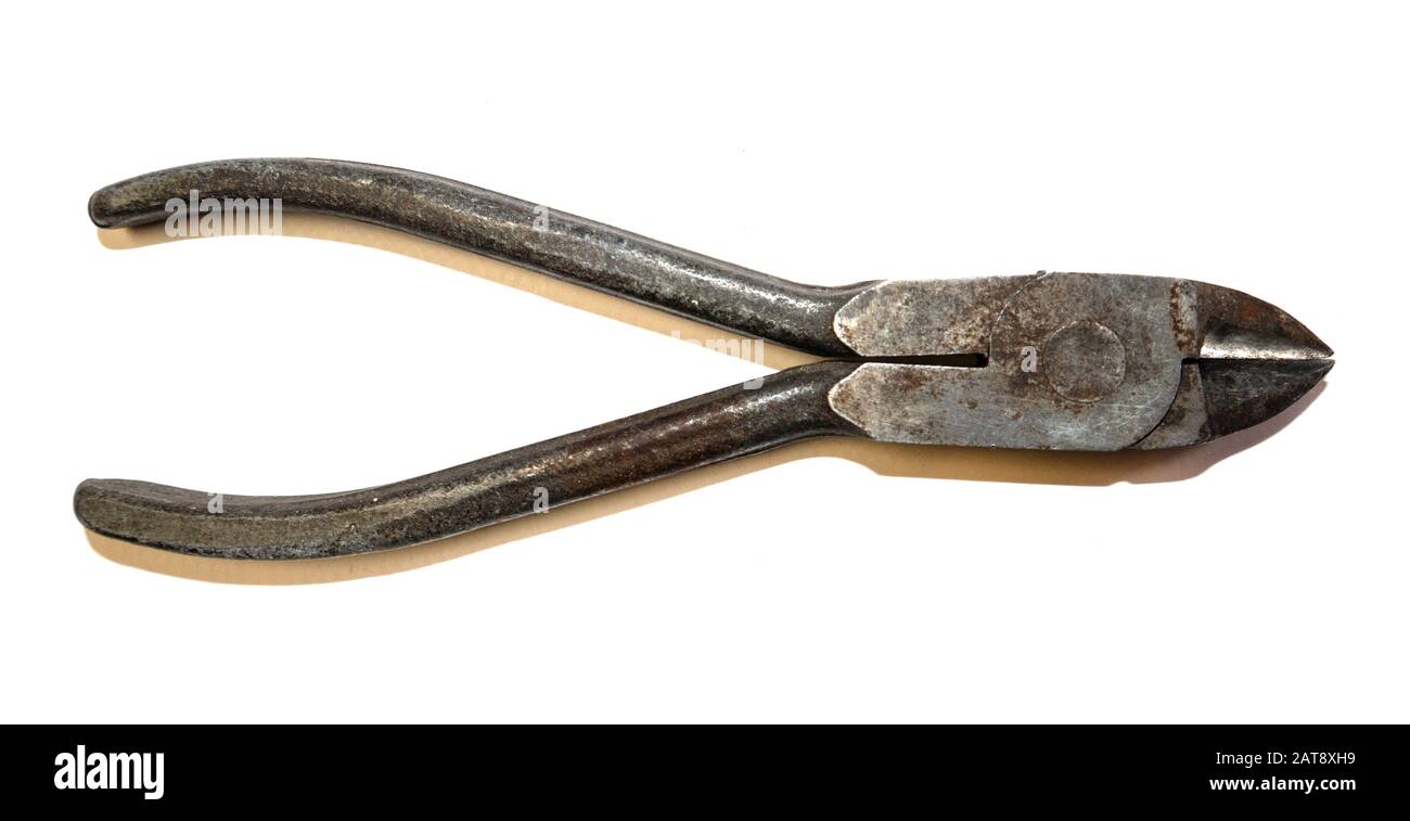 Pliers and cutters on a white background. Stock Photo