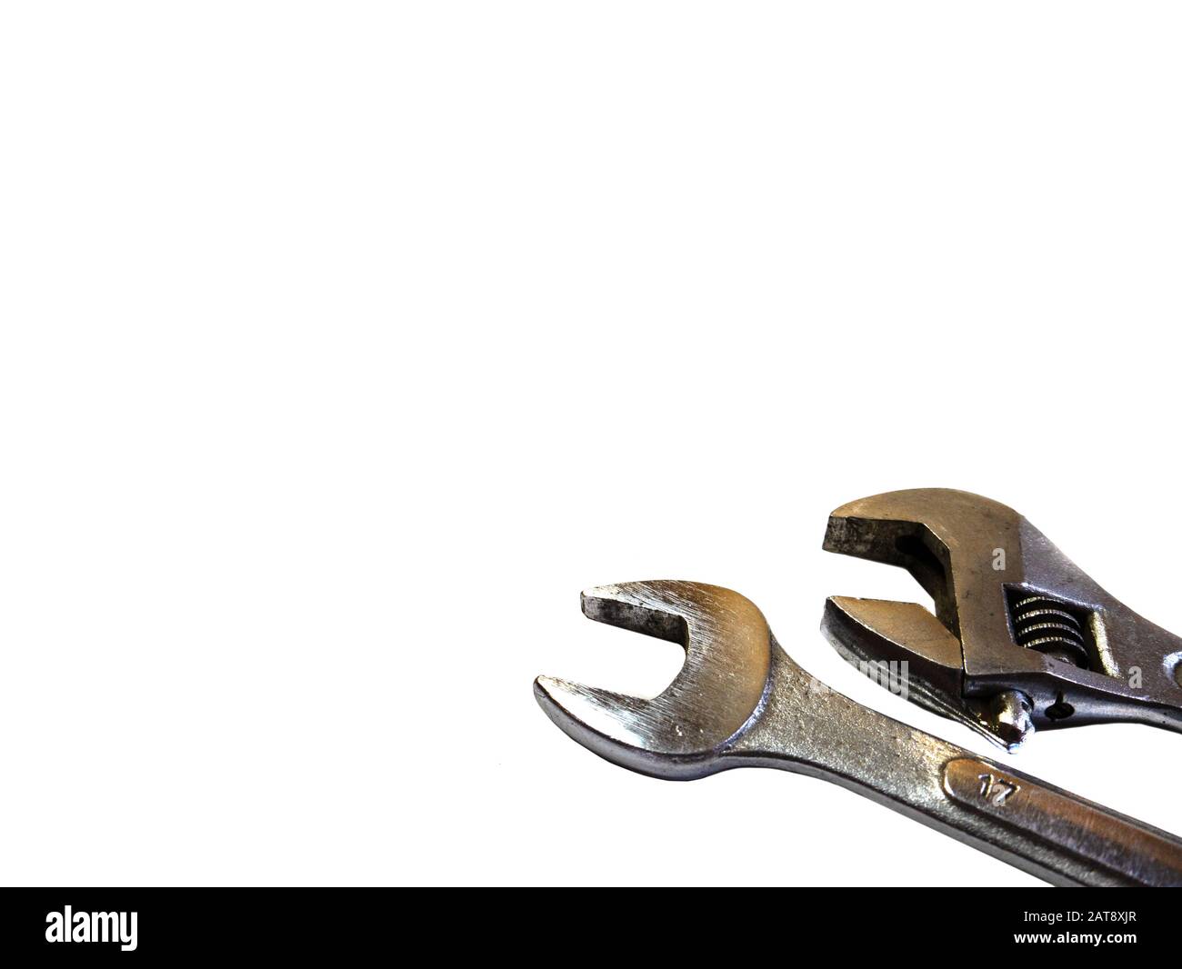 The wrench to repair. Tools for construction. Stock Photo